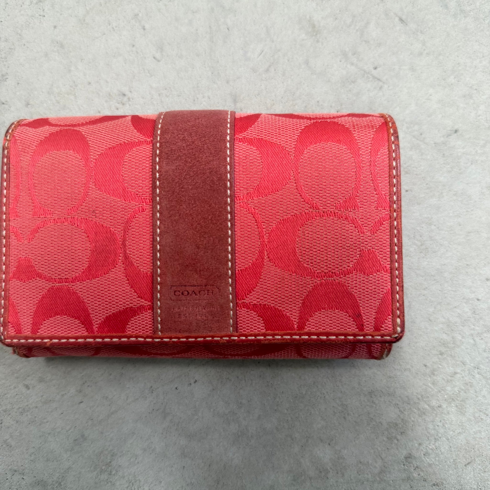 Coach Signature Logo Wallet 'Red/Beige'
