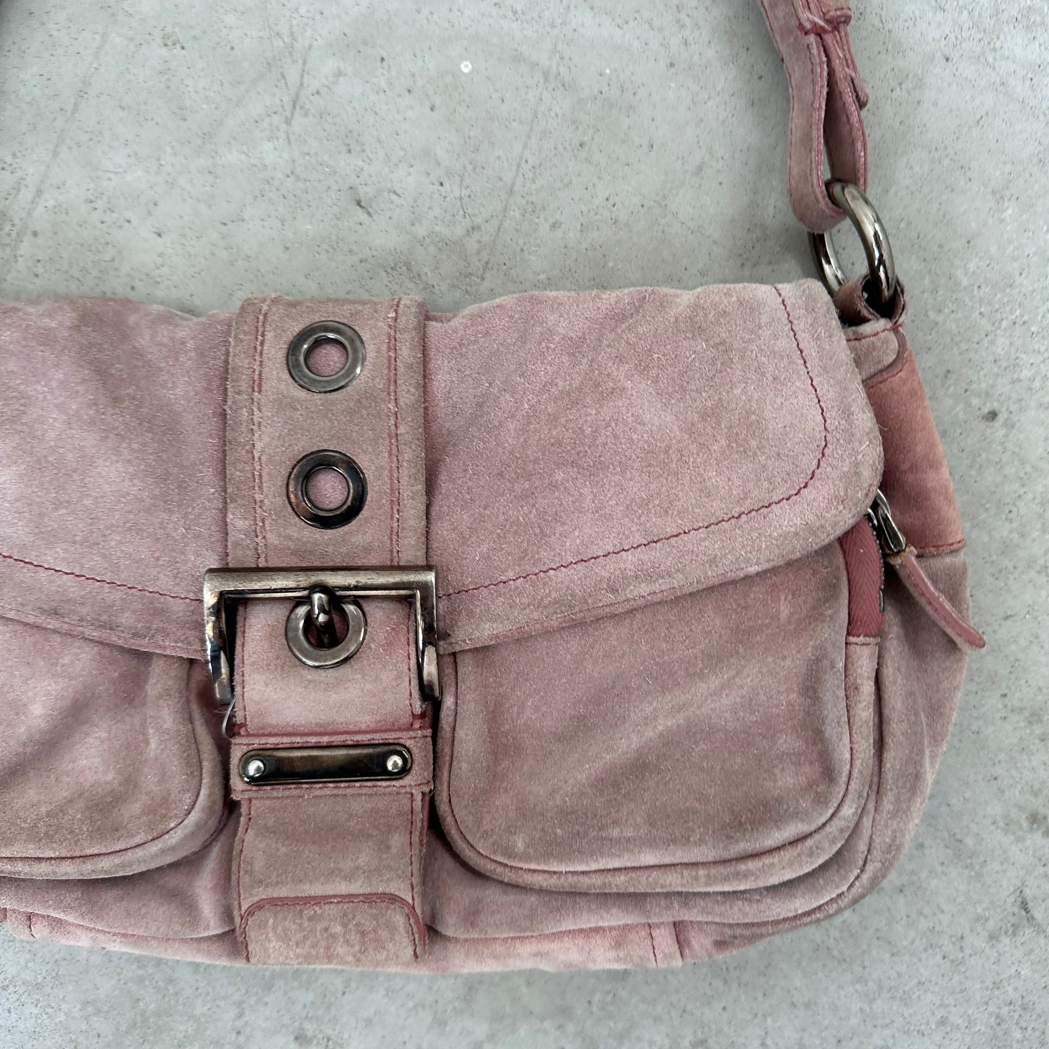 Prada Pink Suede Leather Shoulder Bag