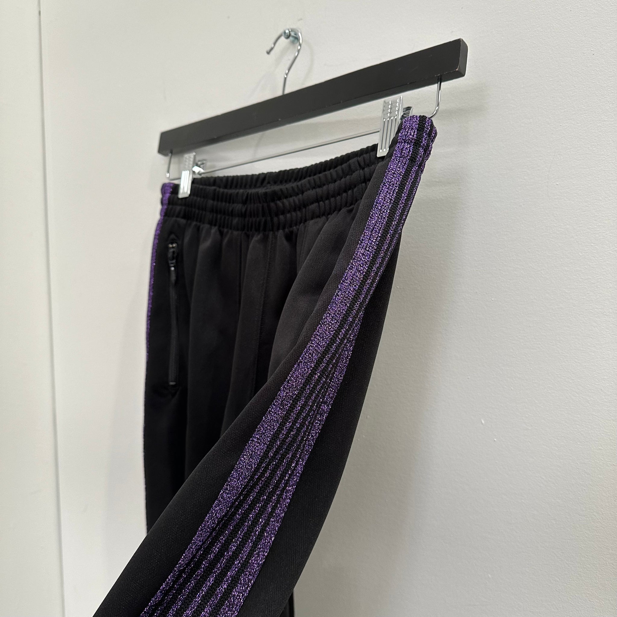Needles HD Wide Leg Trackpant Black / Purple Glitter (fits S-M)