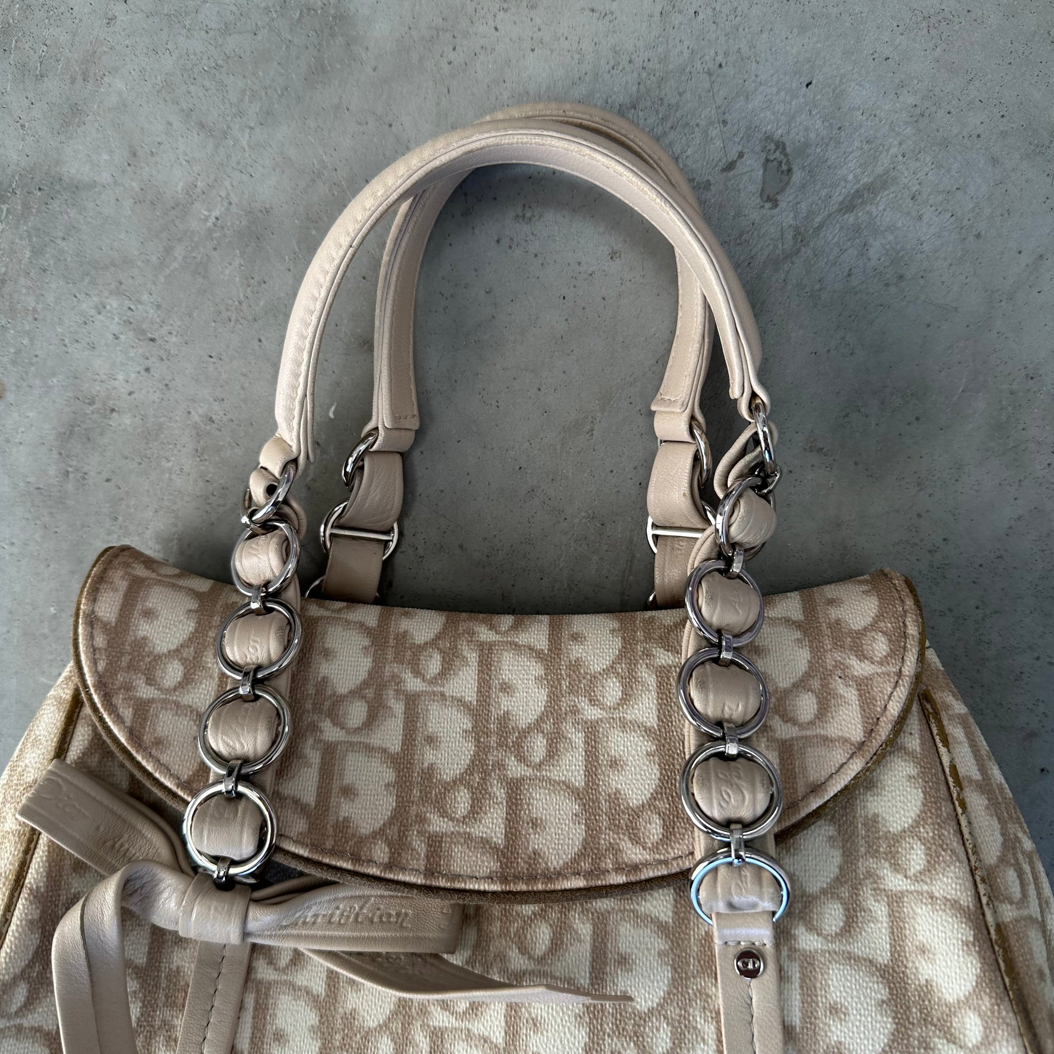 Christian Dior PVC and Leather Beige Romantic Shoulder Bag