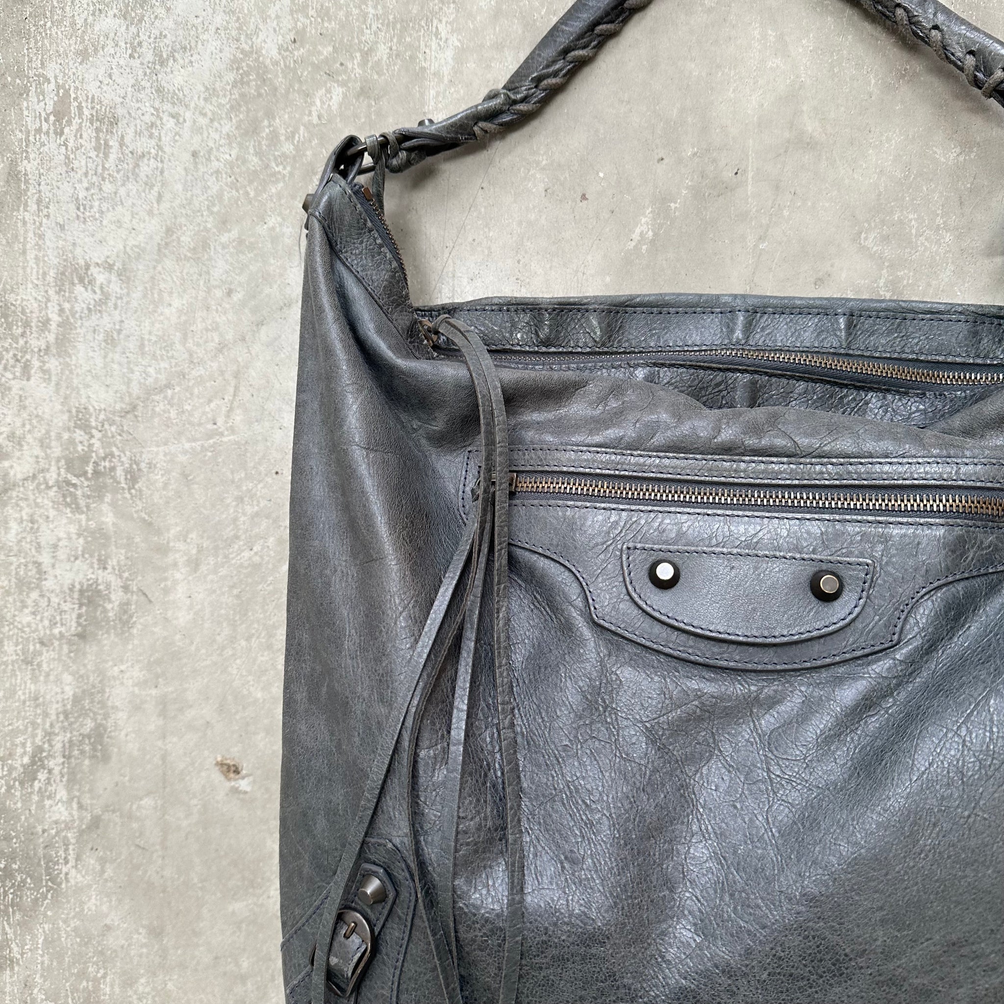 Balenciaga The Day Editors Shoulder Bag Grey