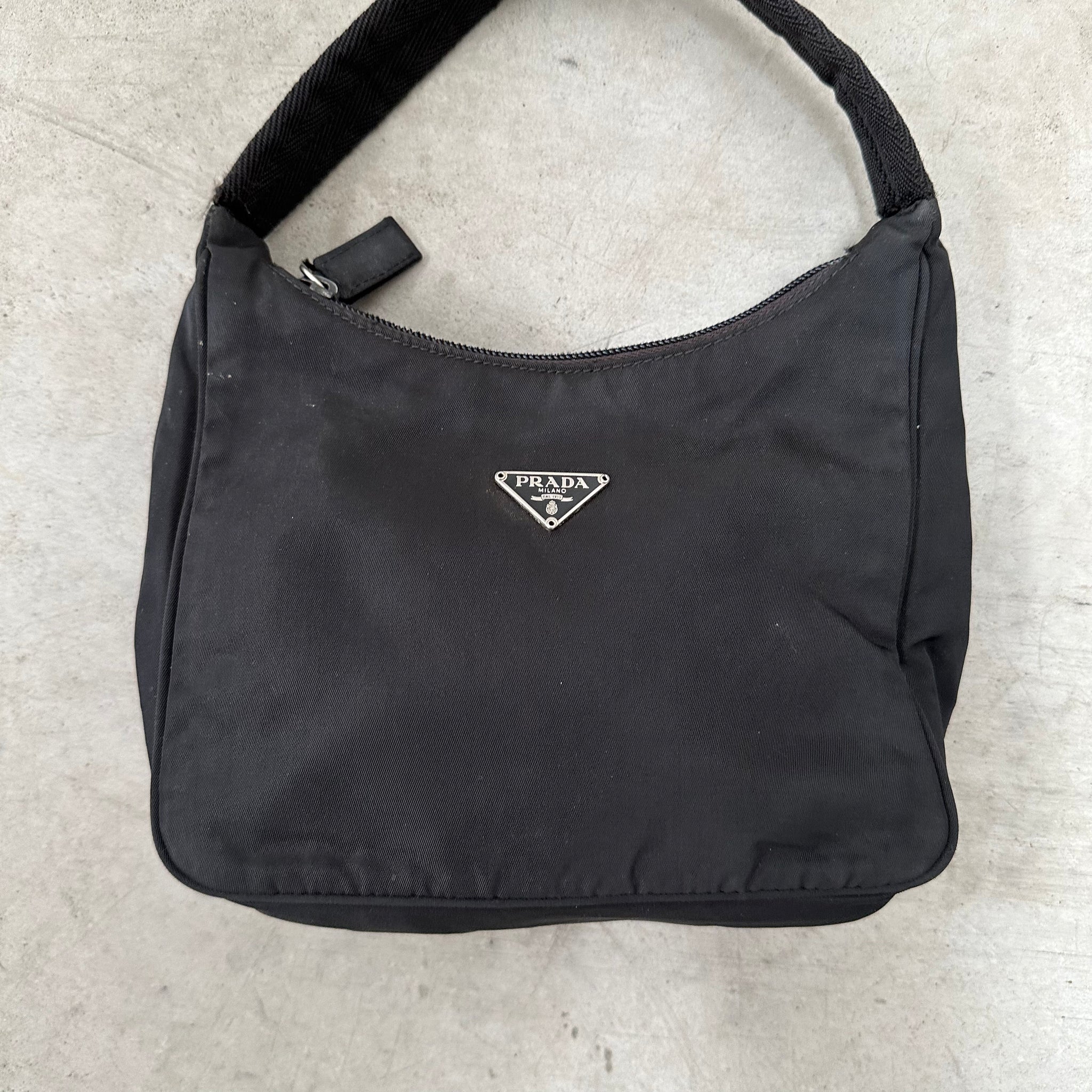 Prada Black Nylon Shoulder Hobo Bag