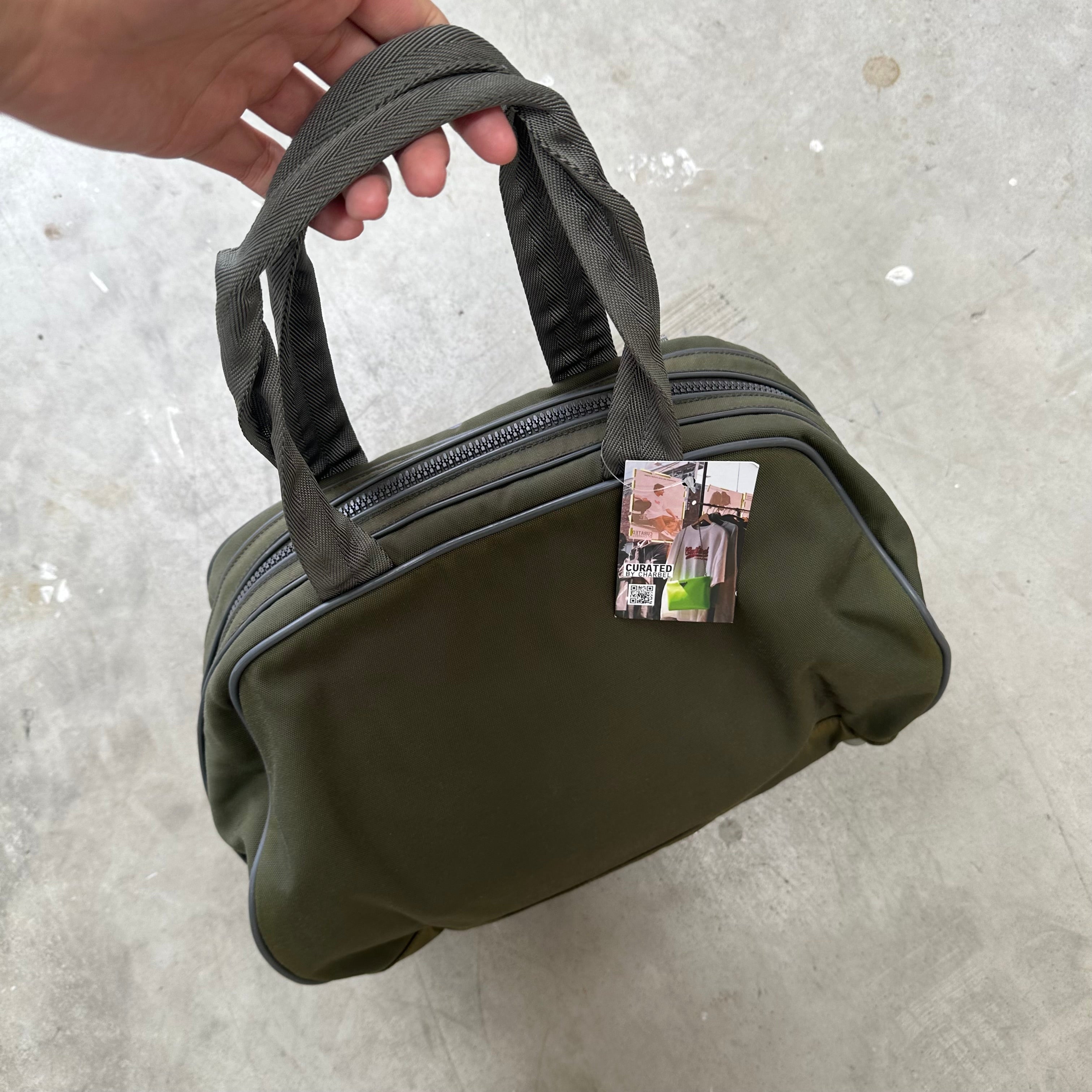 Prada Sports Front Zip Hand Bag Nylon Green