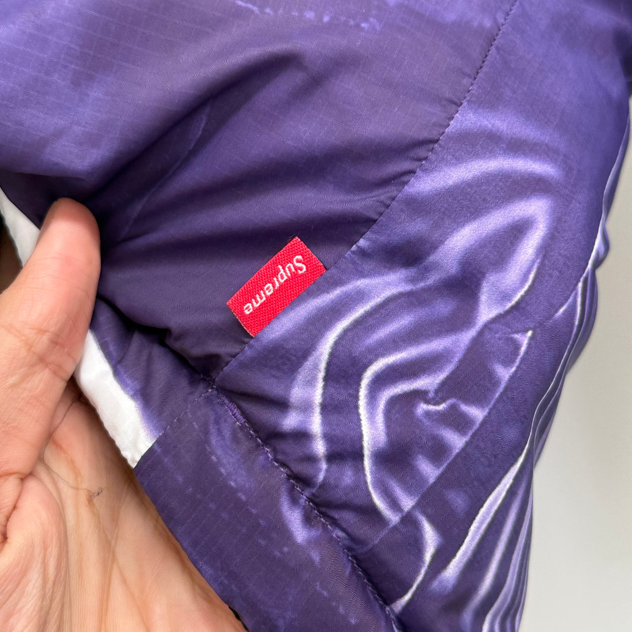 Supreme The North Face Paint Nuptse Jacket Purple (Size XL)