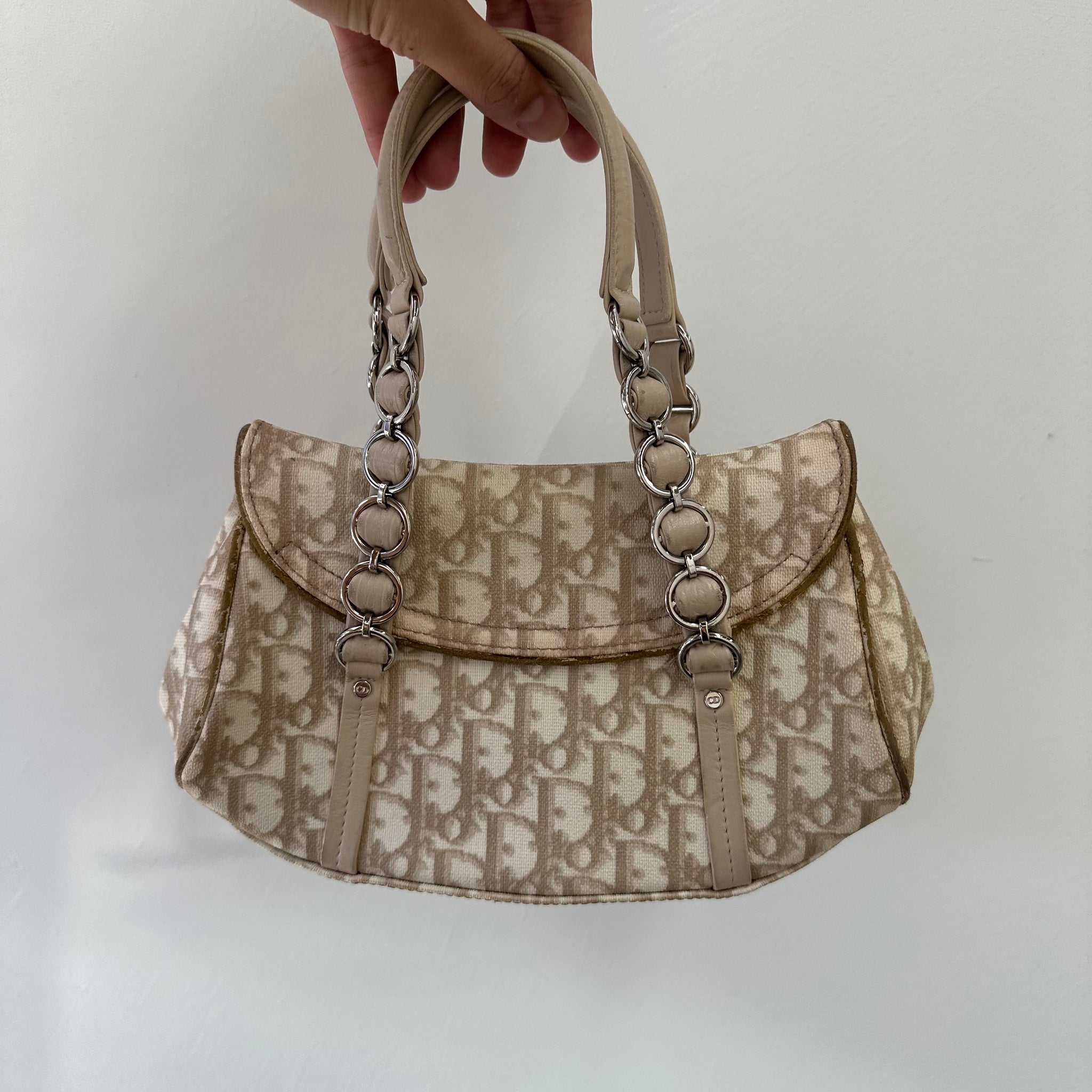 Christian Dior PVC and Leather Beige Romantic Shoulder Bag