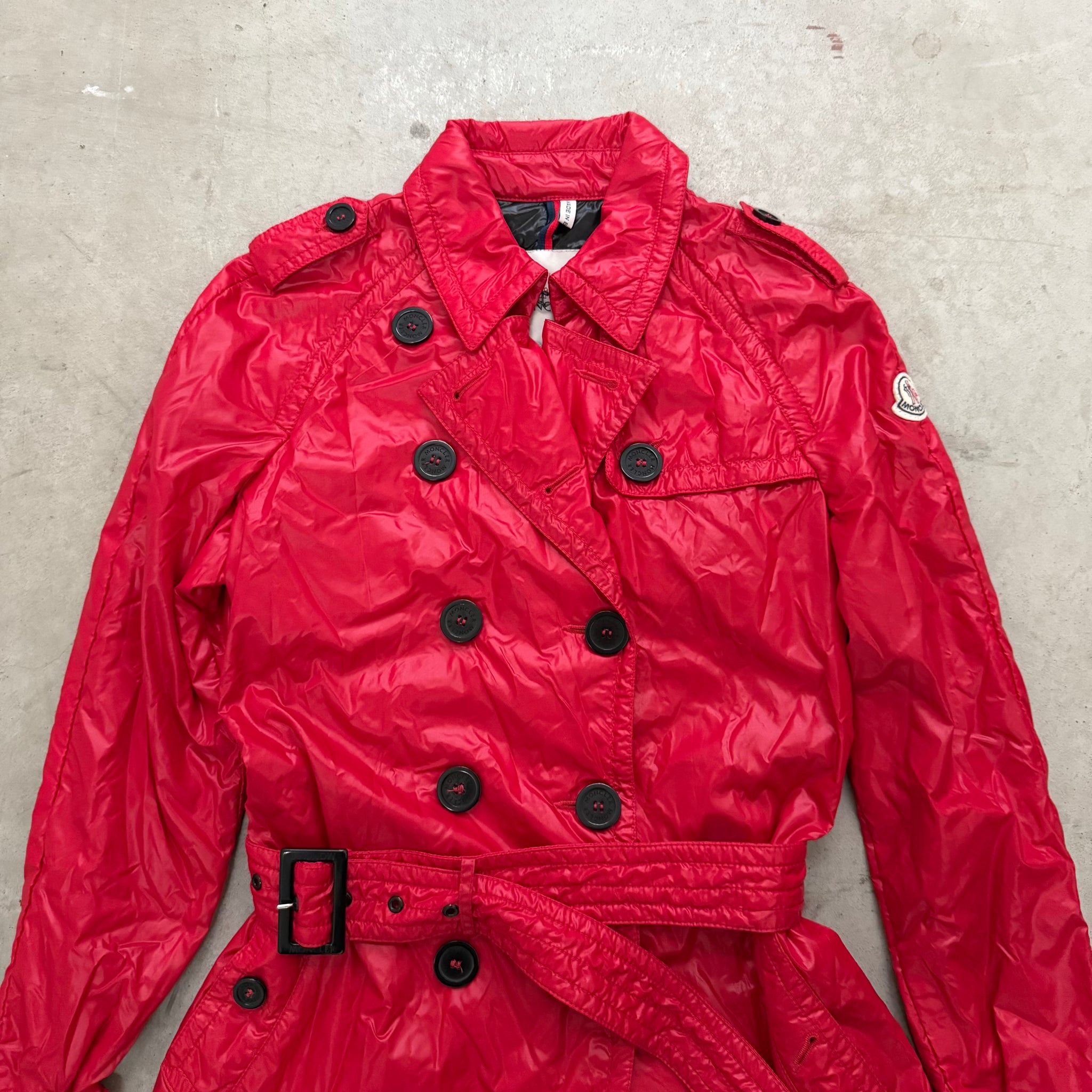 Moncler Red Long Puffer Coat with Belt (Size M)