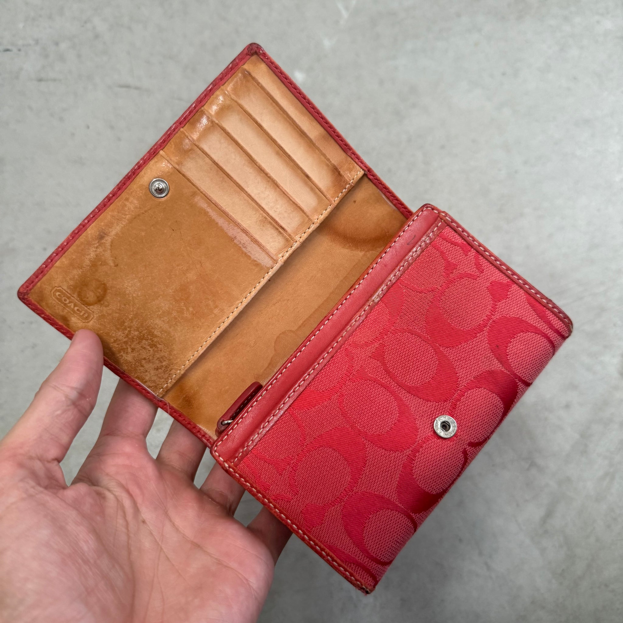 Coach Signature Logo Wallet 'Red/Beige'