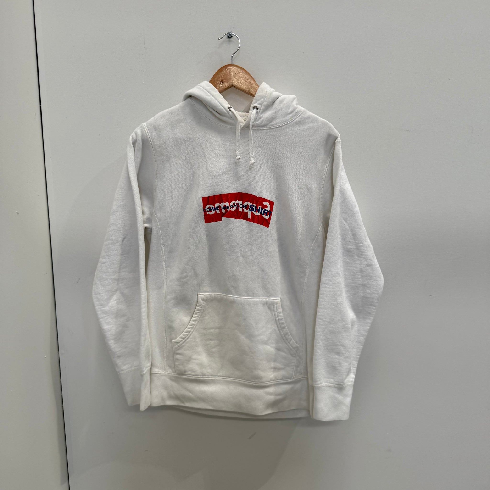 Supreme CDG 2017 Box Logo Hoodie White (Size M)
