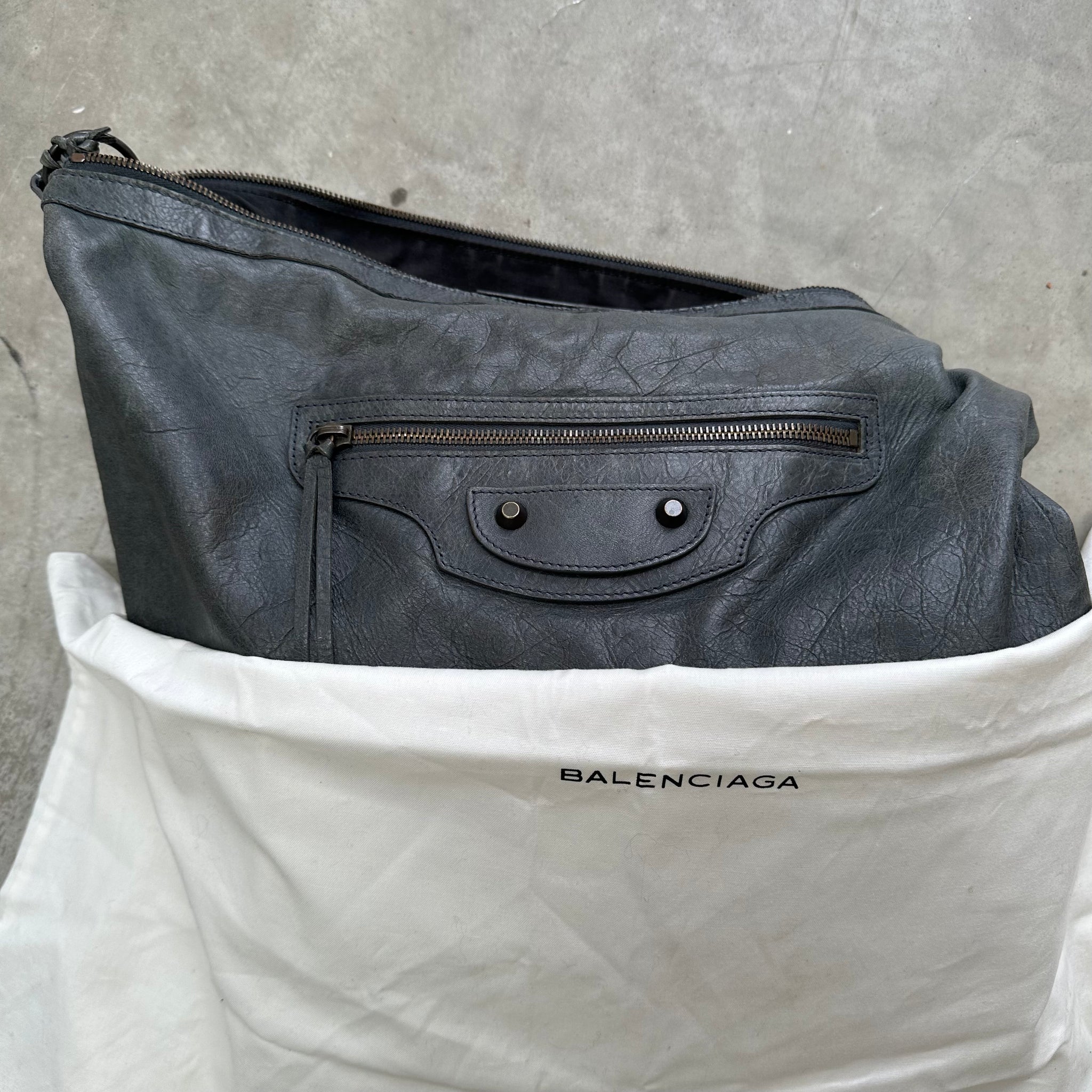 Balenciaga The Day Editors Shoulder Bag Grey