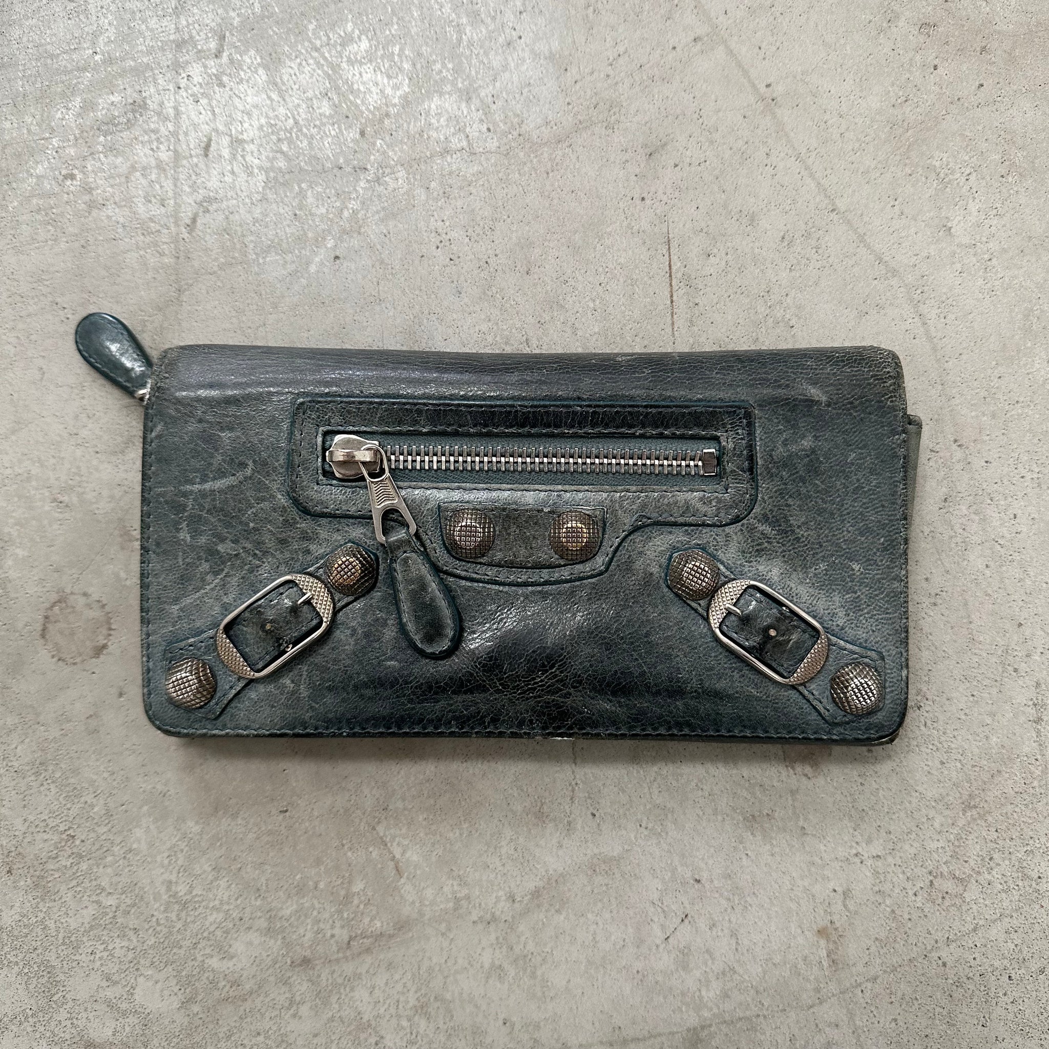 Balenciaga Green Leather City Flap Wallet