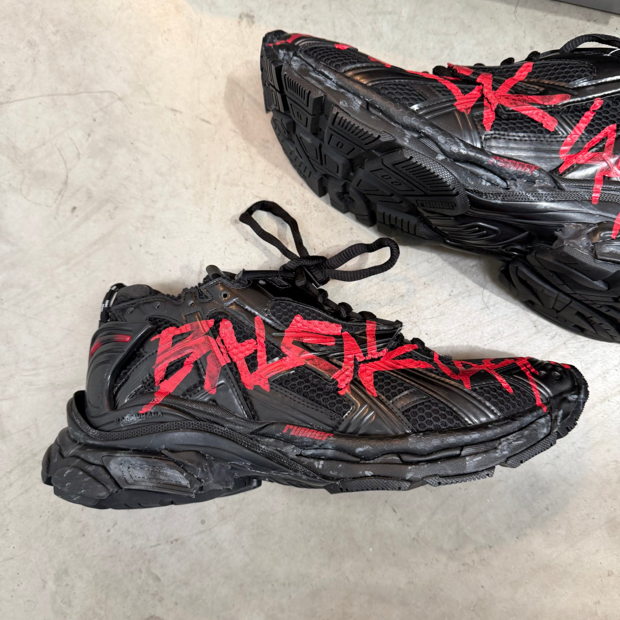 Balenciaga Black Graffiti Runner Sneaker (EU45/US12)