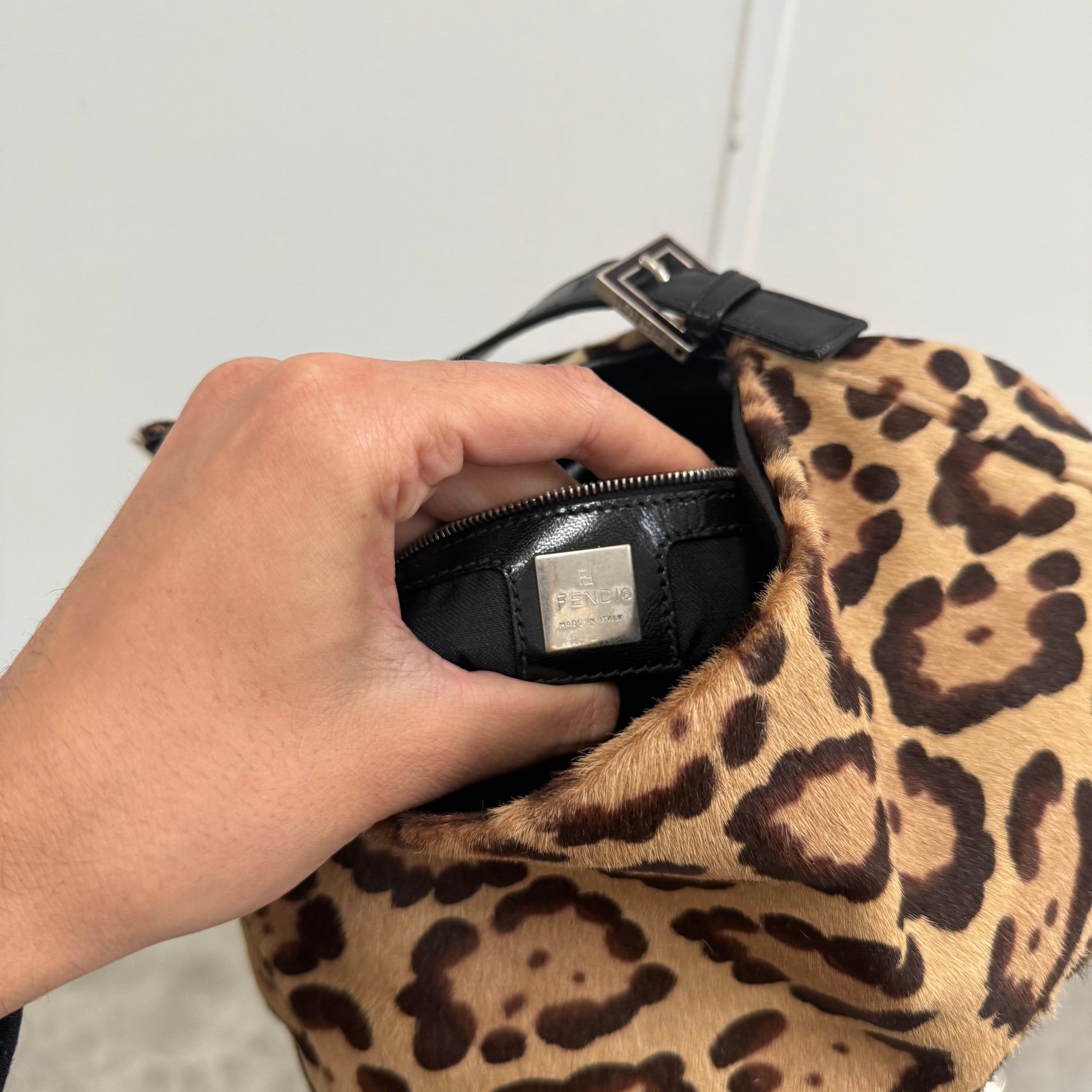 Fendi Leopard Mama Baguette Shoulder Bag