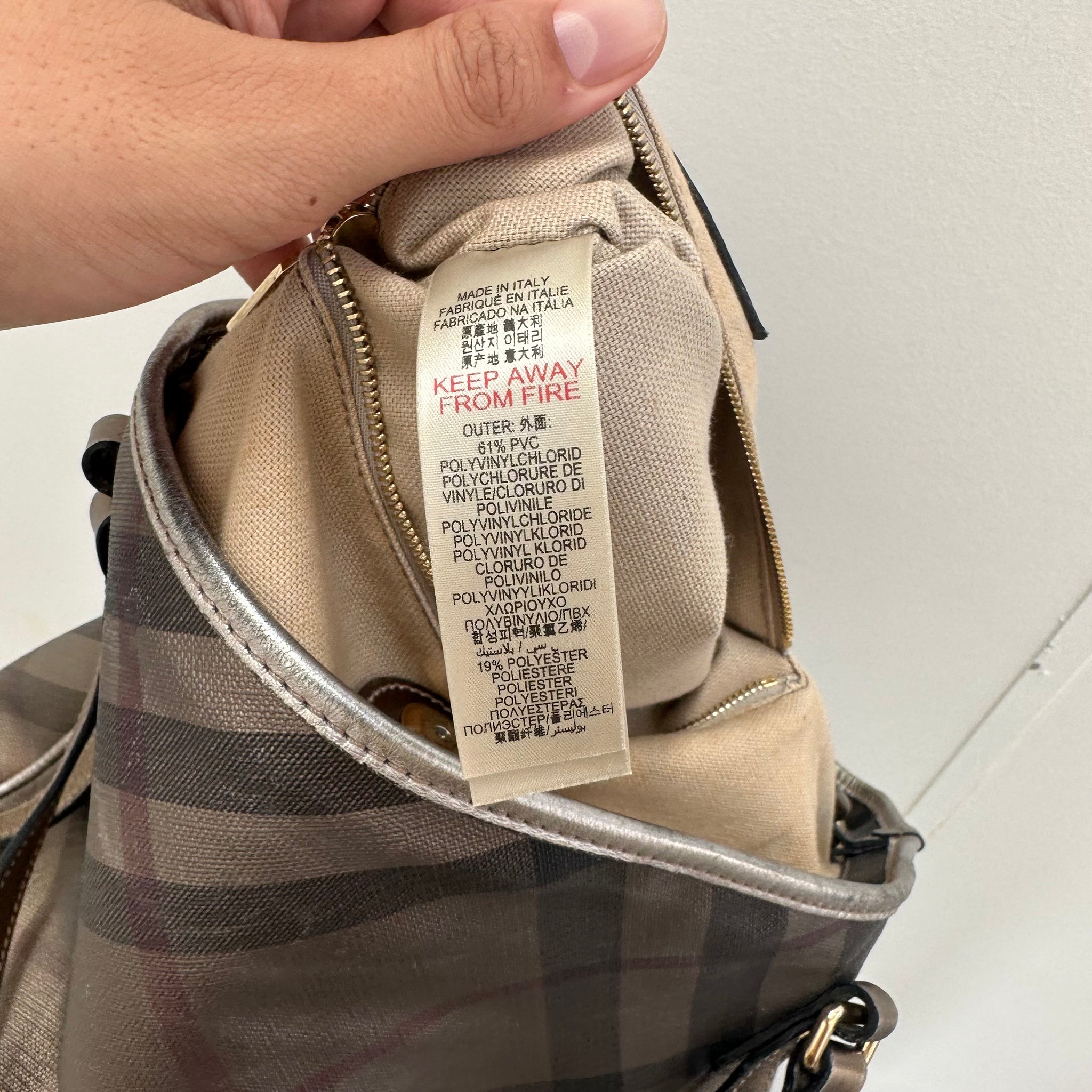 Burberry Metallic Nova Check Canterbury Tote Gold
