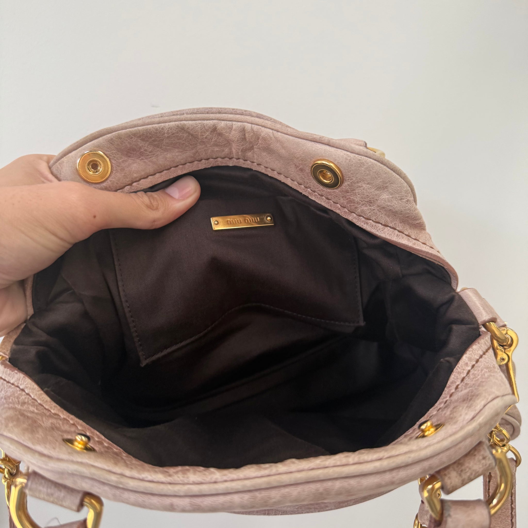 Miu Miu Gold Logo Bag with Long Strap