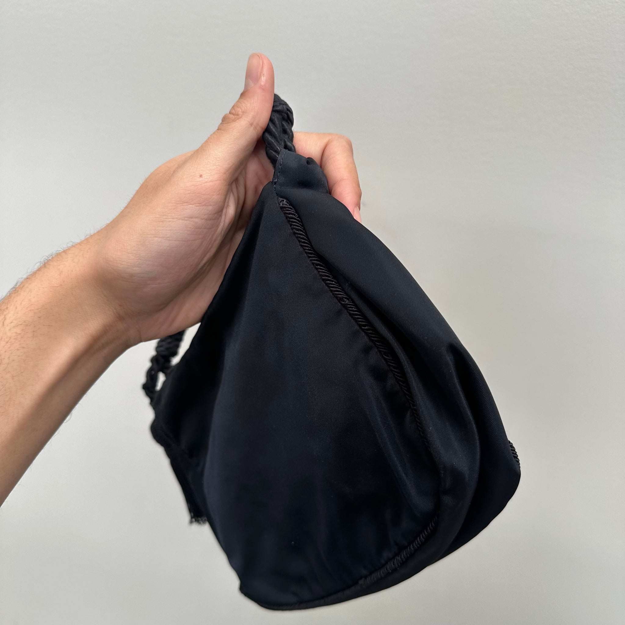 Prada Tessuto Beaded Logo Shoulder Bag Black