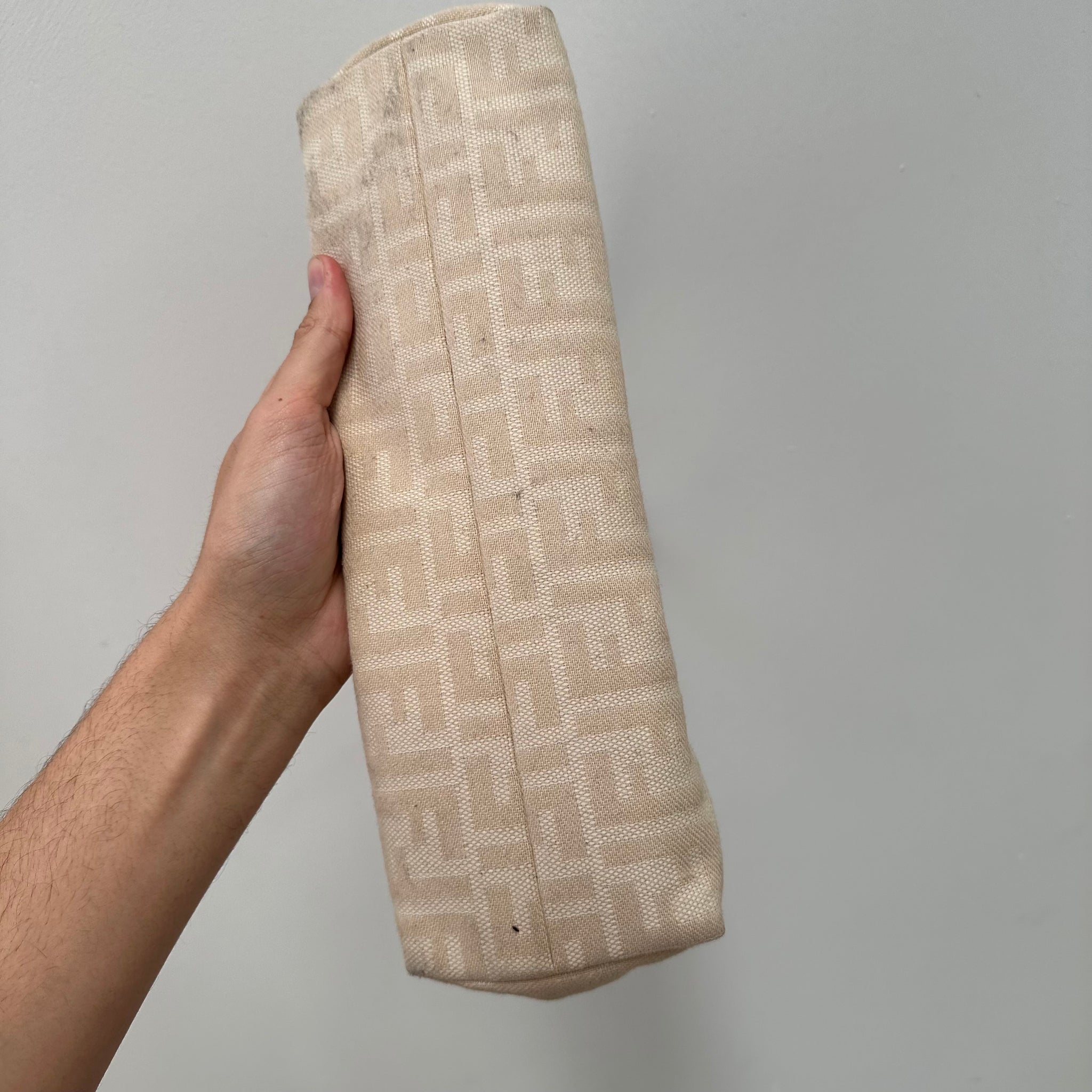 Fendi Zucca Canvas Mamma Baguette Shoulder Bag Cream