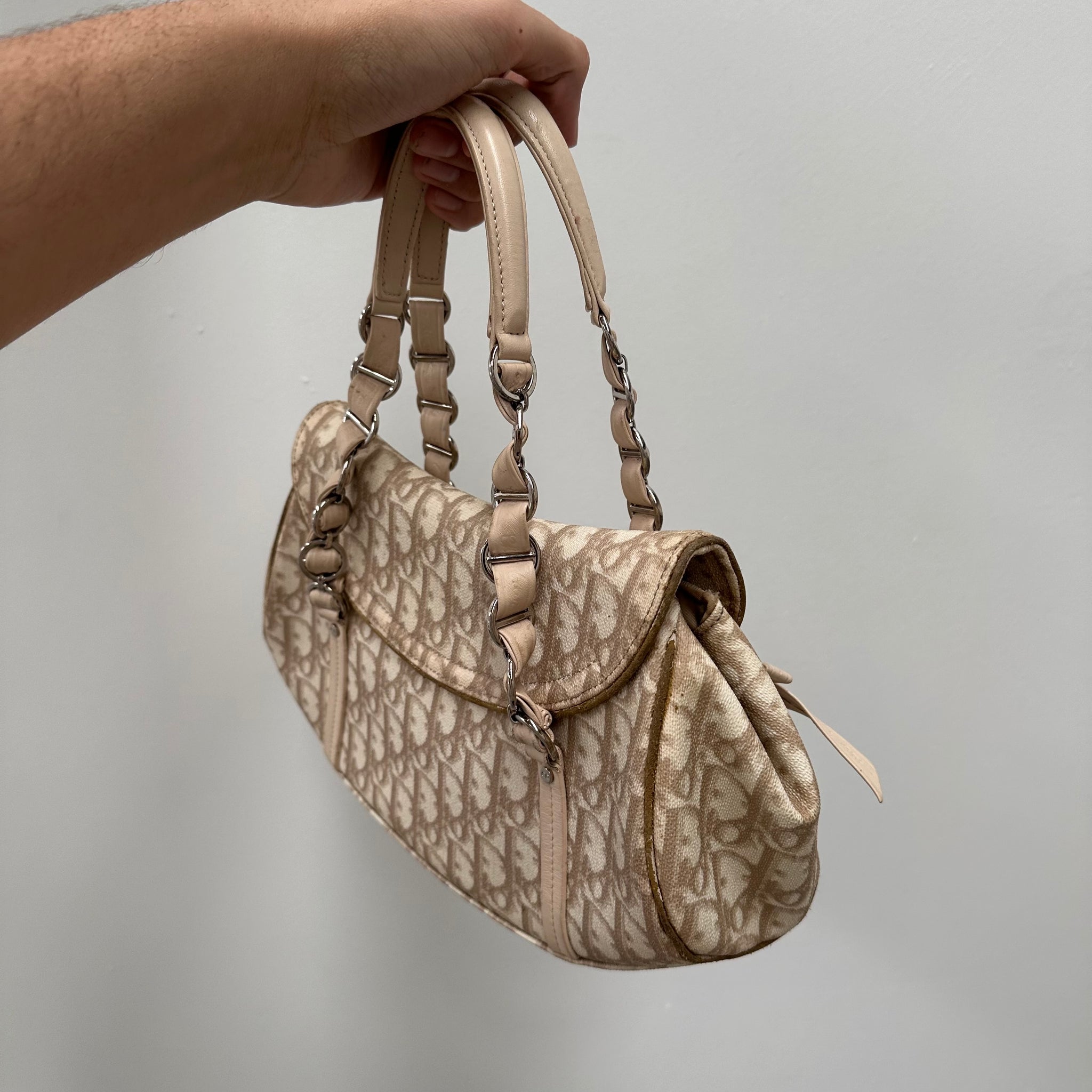 Christian Dior PVC and Leather Beige Romantic Shoulder Bag