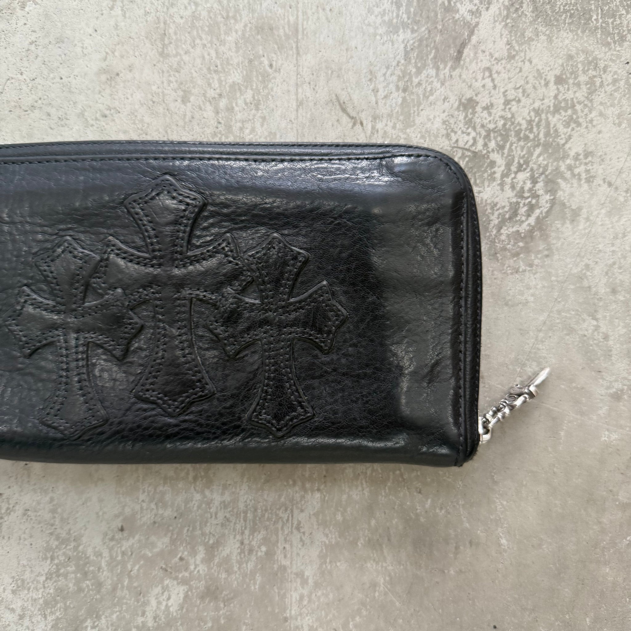 Chrome Hearts Triple Cross Black Zip Wallet