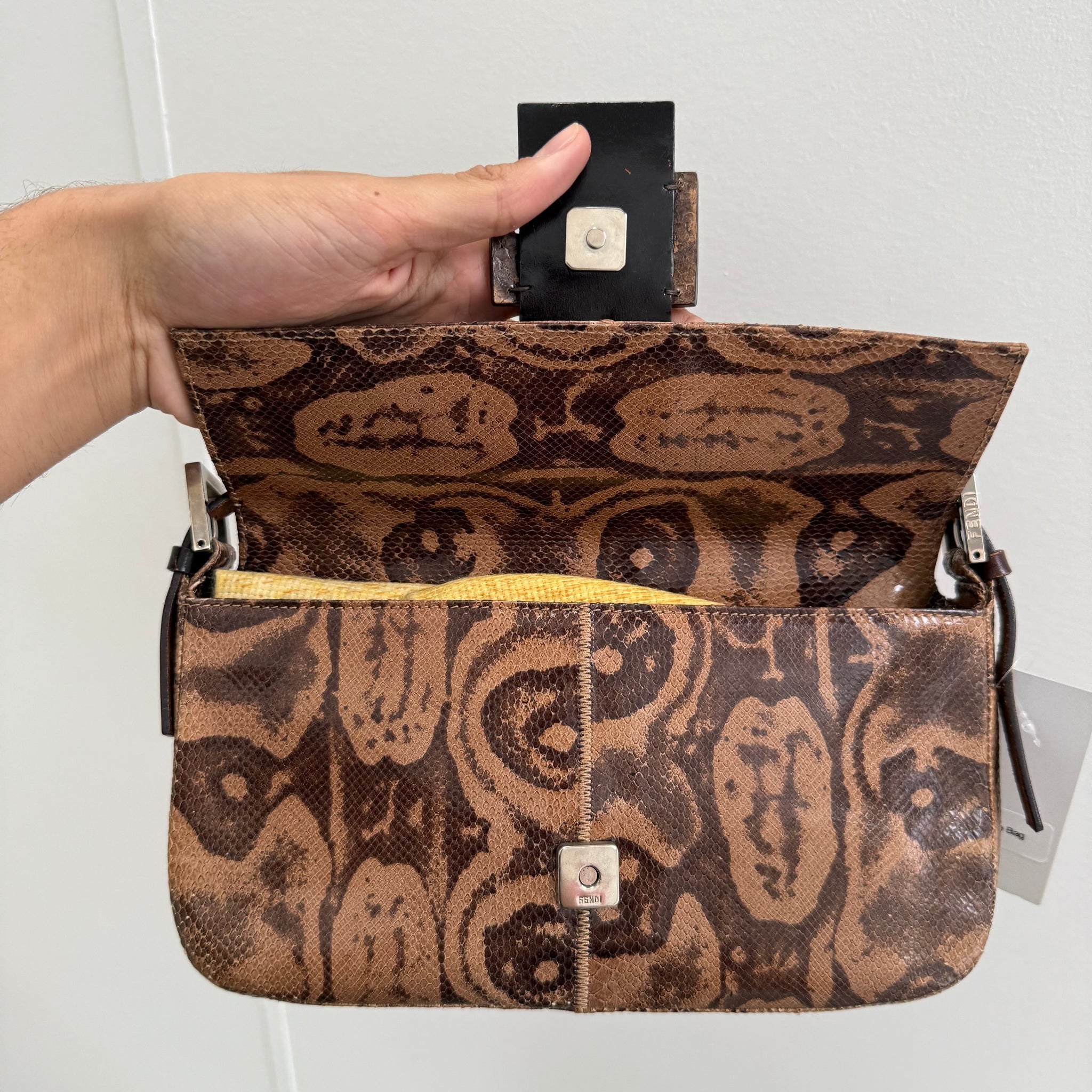Fendi Python Brown Baguette Bag