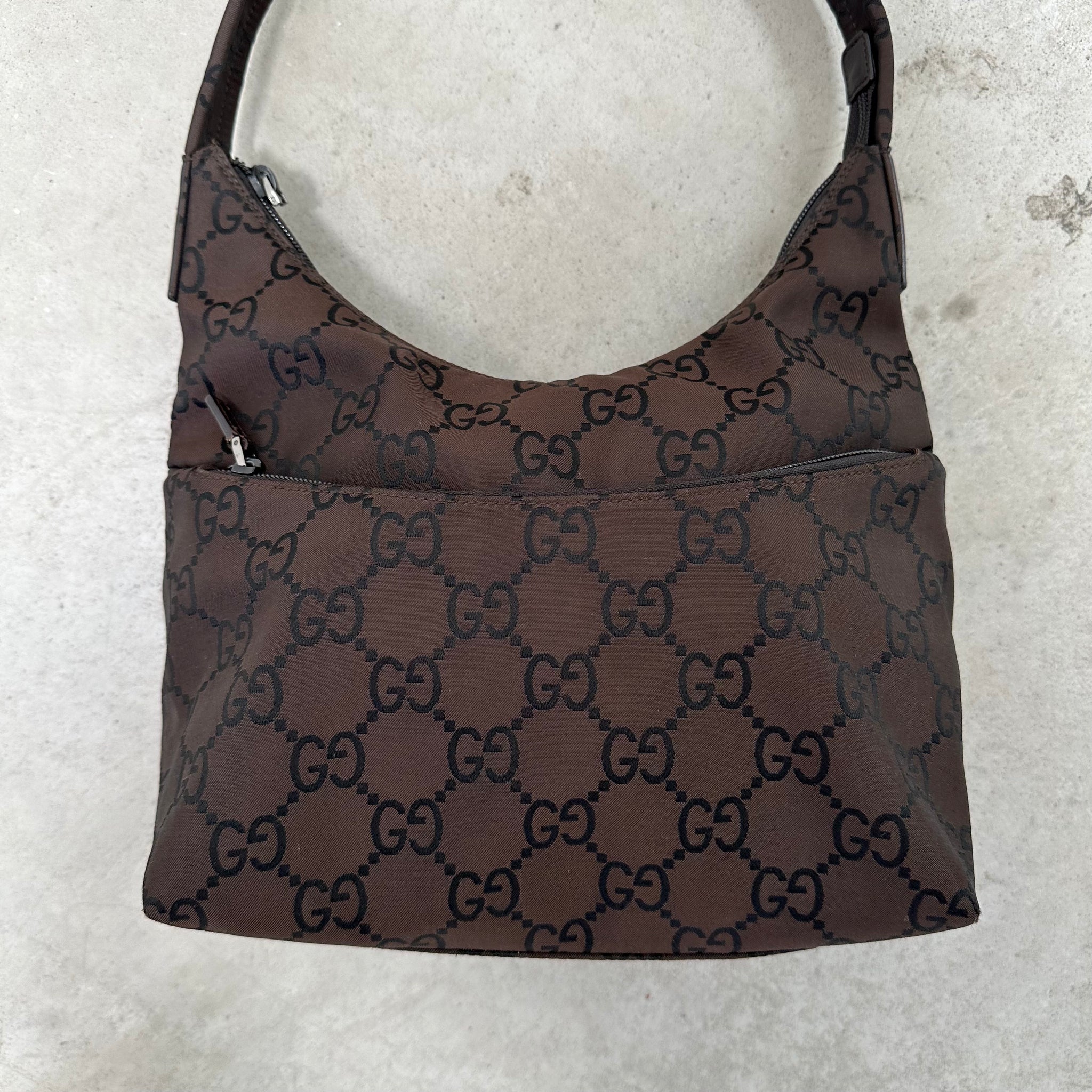 Gucci GG Print Shoulder Bag Brown