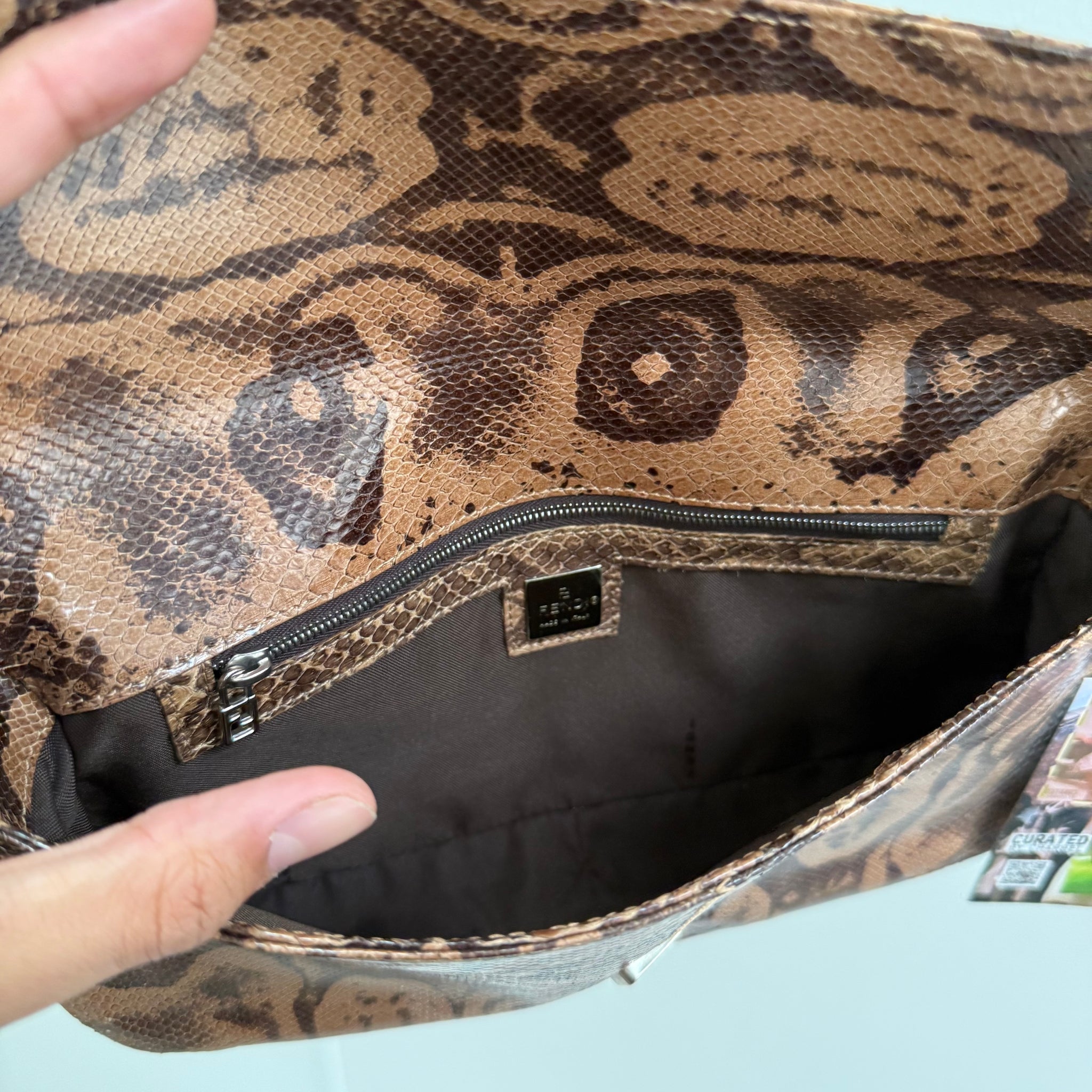 Fendi Python Brown Baguette Bag