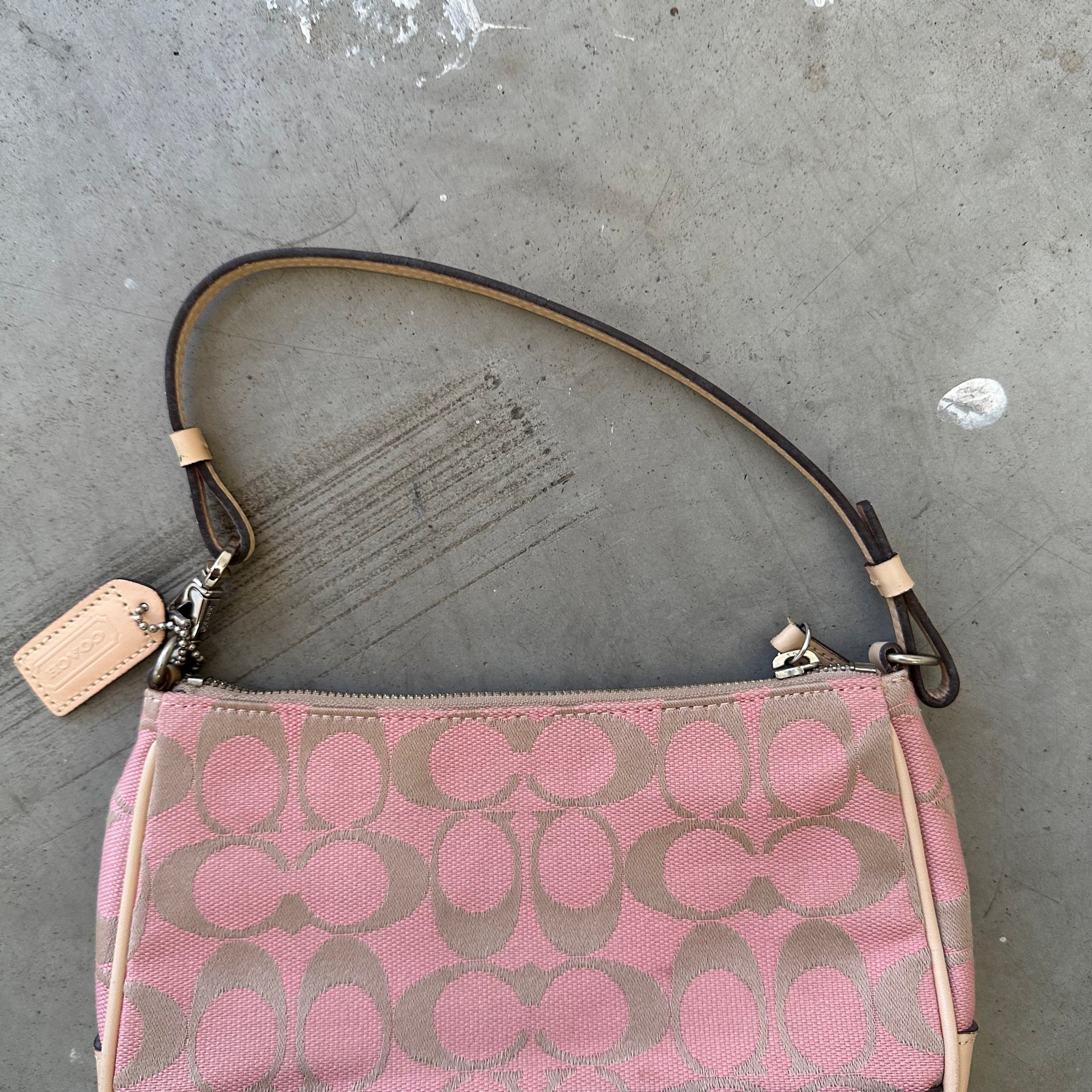 Coach Logo Print Pink Pochette Bag