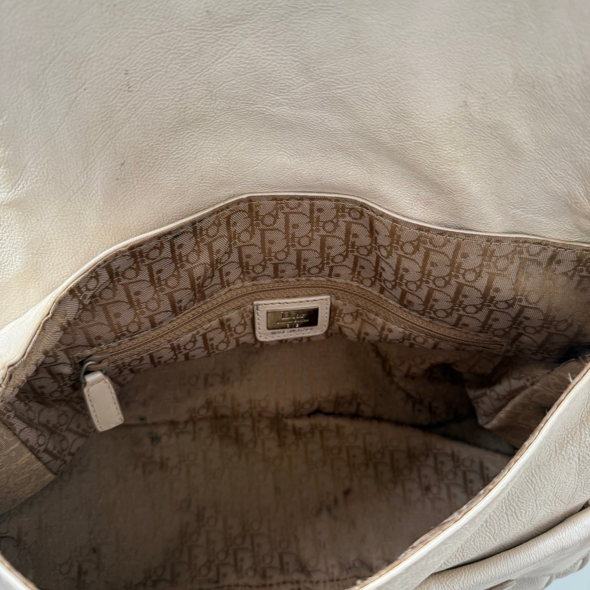Dior White Leather Gaucho Double Saddle Shoulder Bag (2006)
