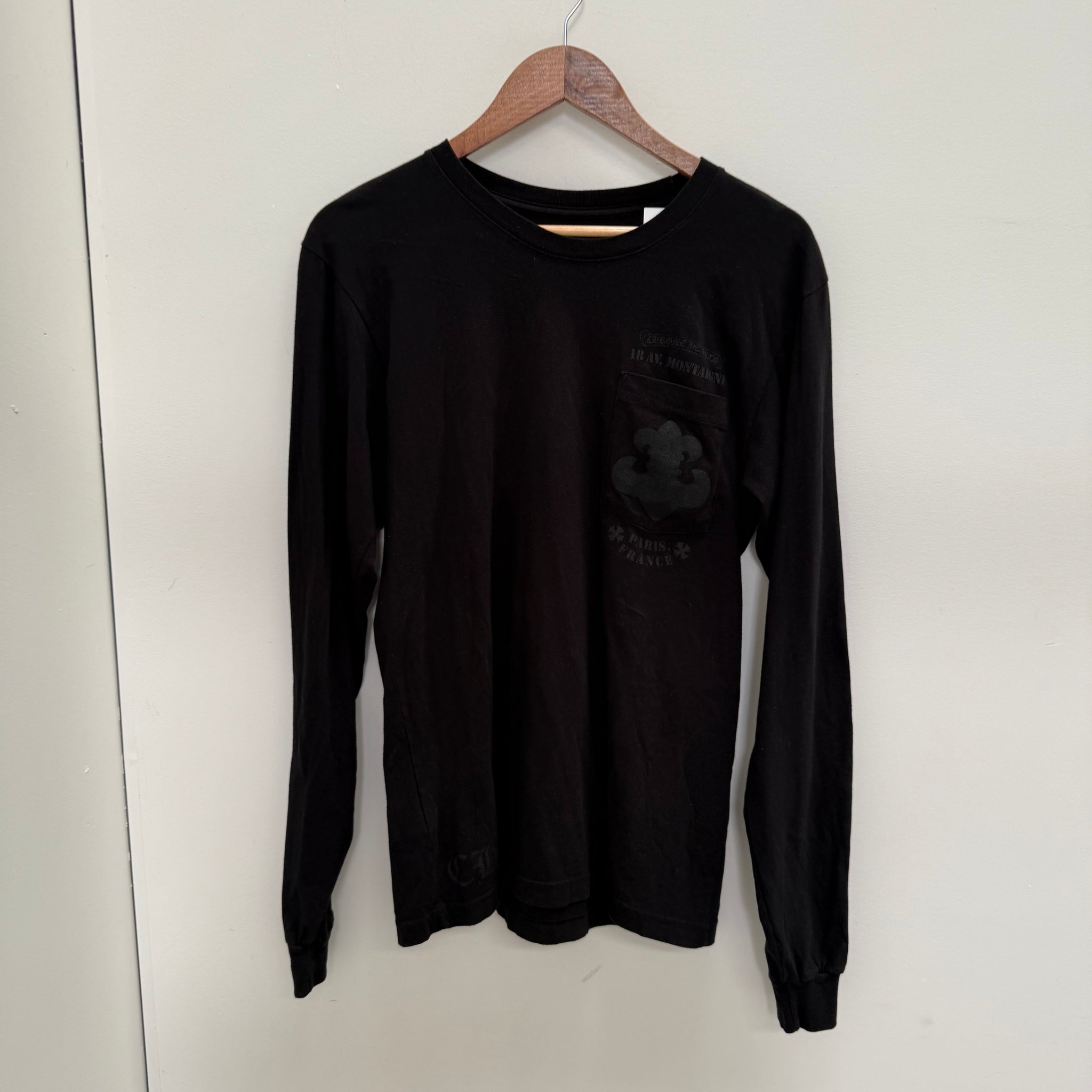 Chrome Hearts Paris Logo Long Sleeve T Shirt Black (Size M)