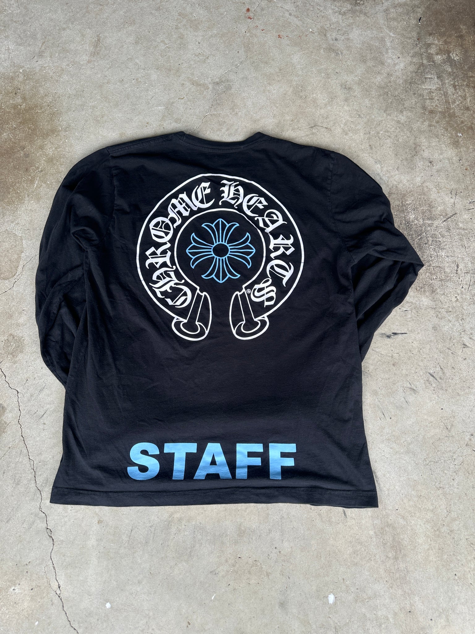 Chrome Hearts Staff Long Sleeve T Shirt Black/Blue (Size L
