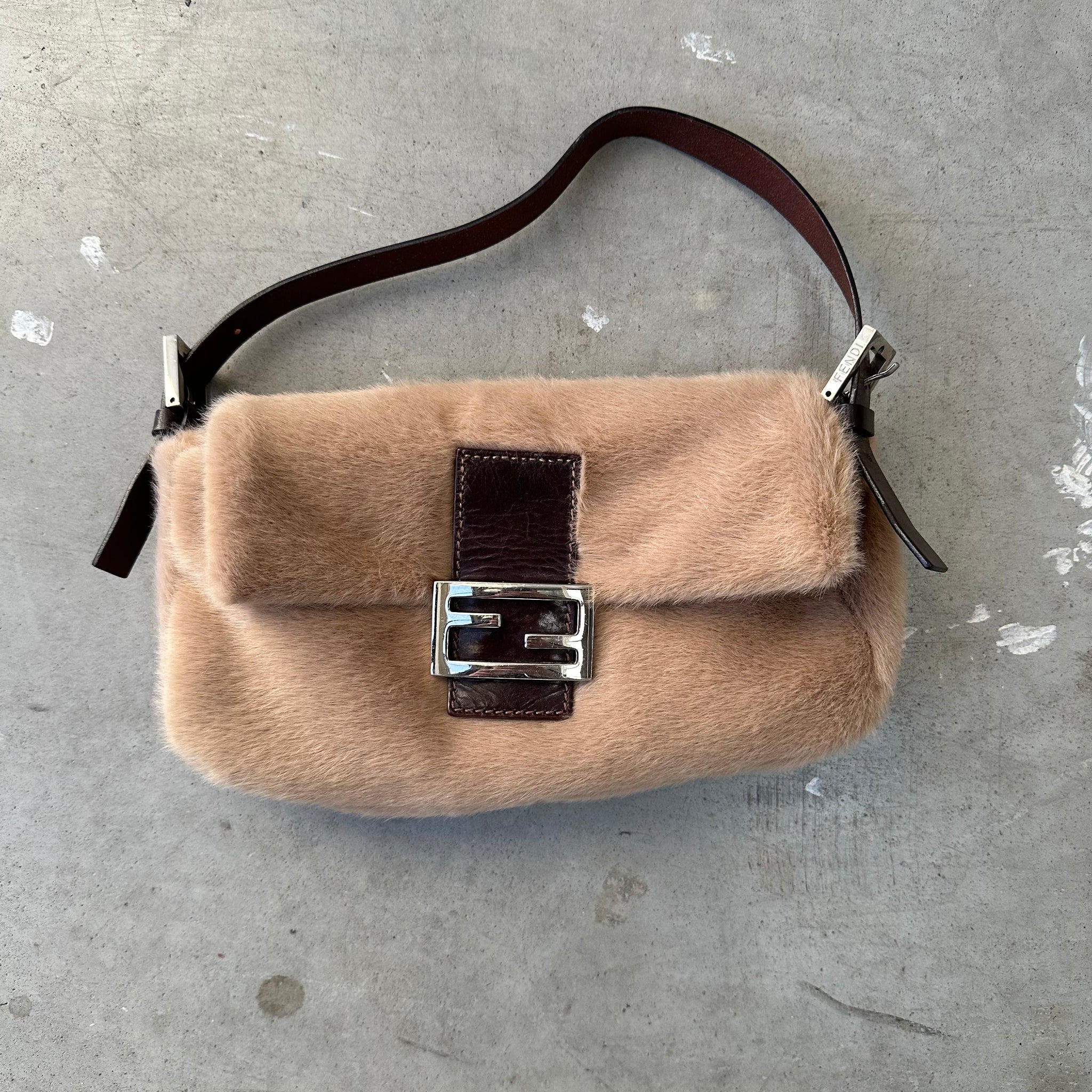 Fendi Brown Mink Baguette Bag