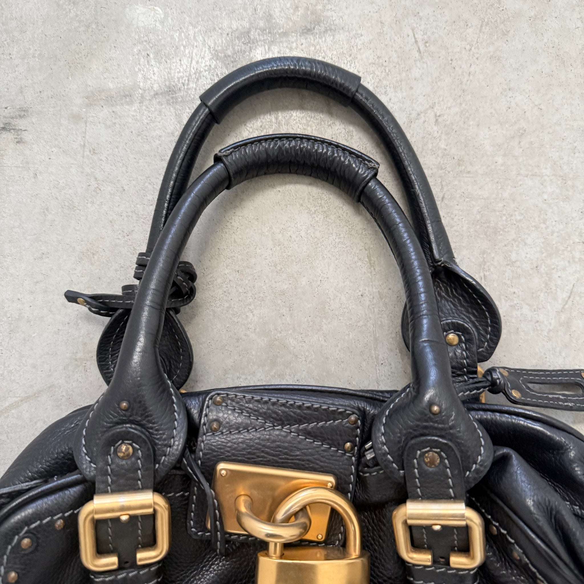 Chloe Paddington Shoulder Bag Black Leather with Chain Detail