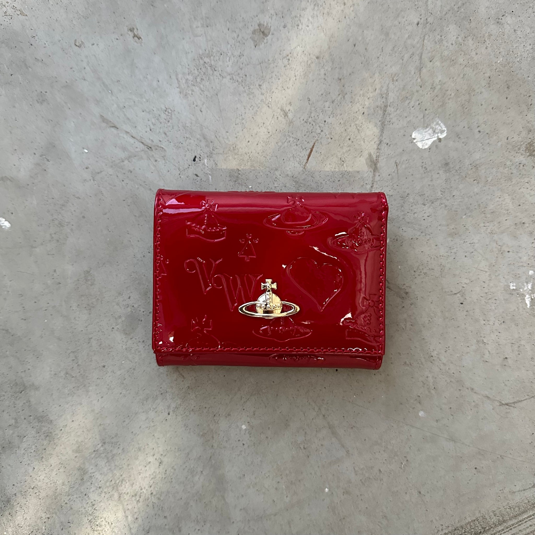 Vivienne Westwood Enamel Red Trifold Wallet