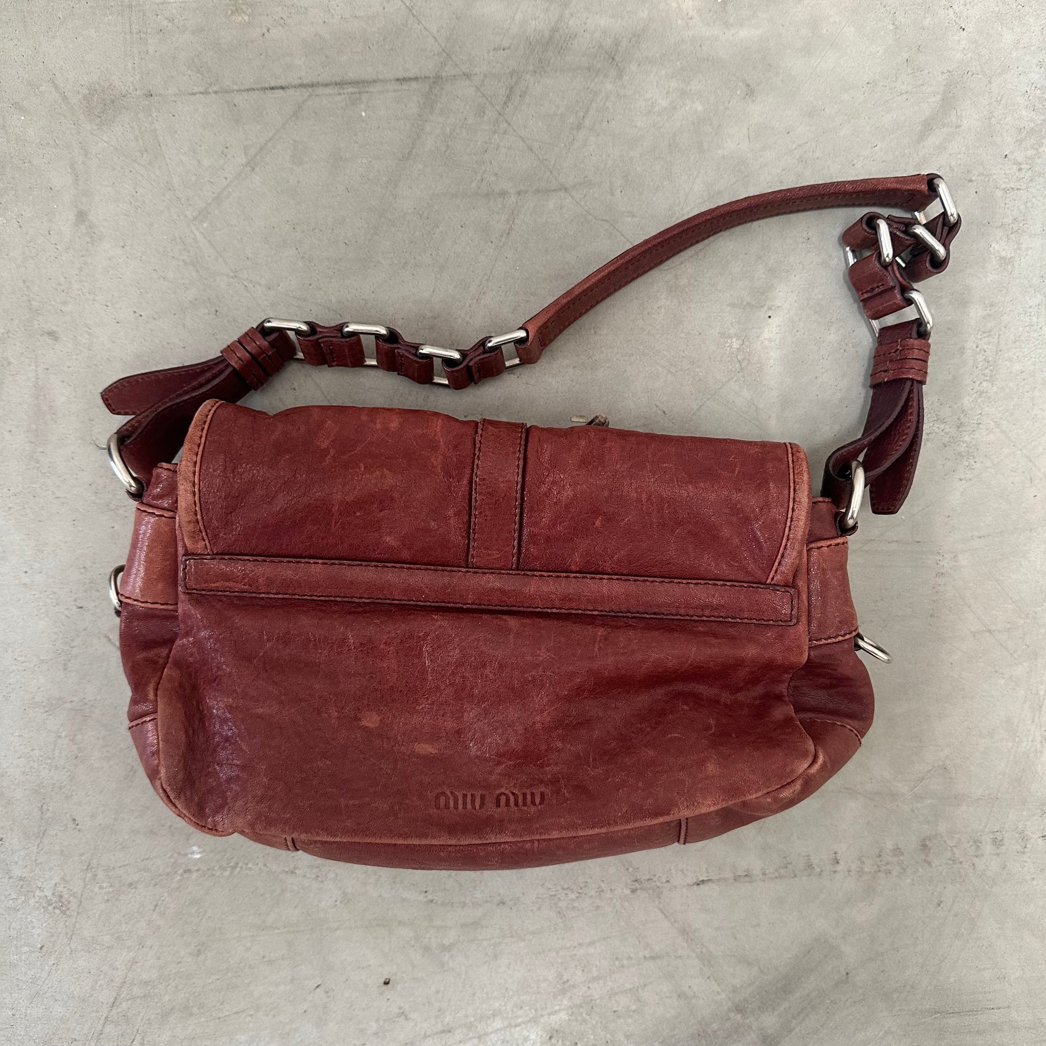 Miu Miu Brown Metal Flower Shoulder Bag
