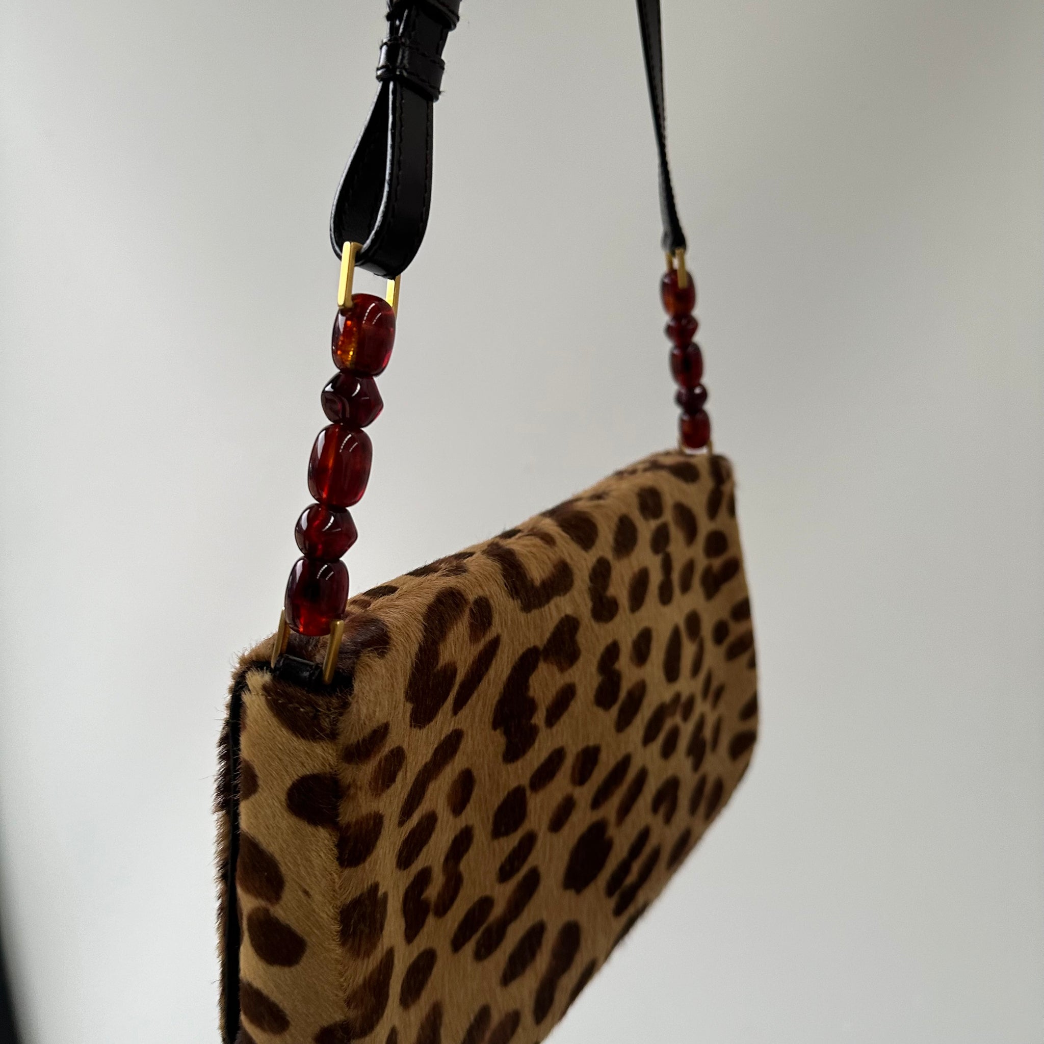 Dior Vintage Leopard Print Pony Hair Malice Bag (2000)