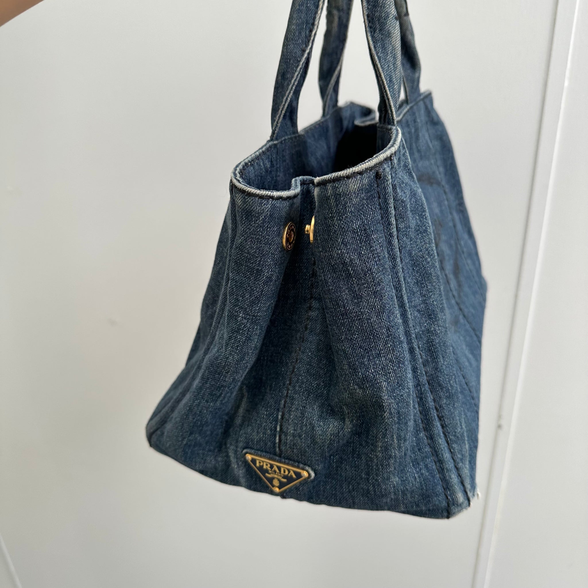Prada Blue Canapa Denim Tote