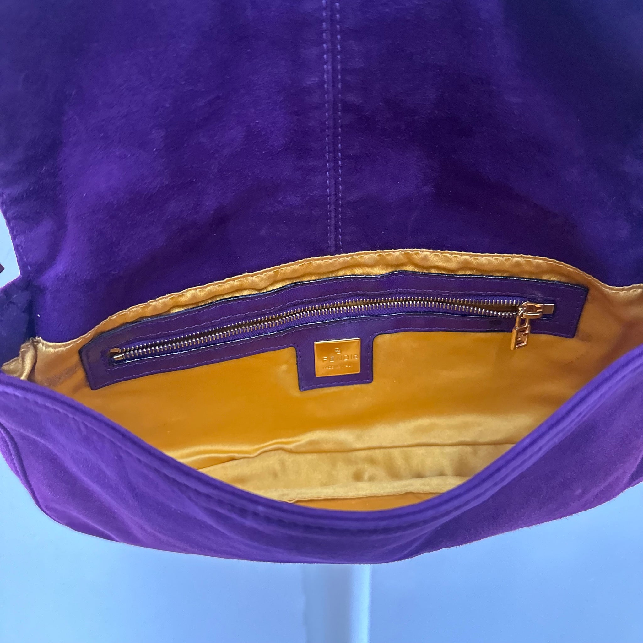 Fendi Purple Suede Baguette Bag