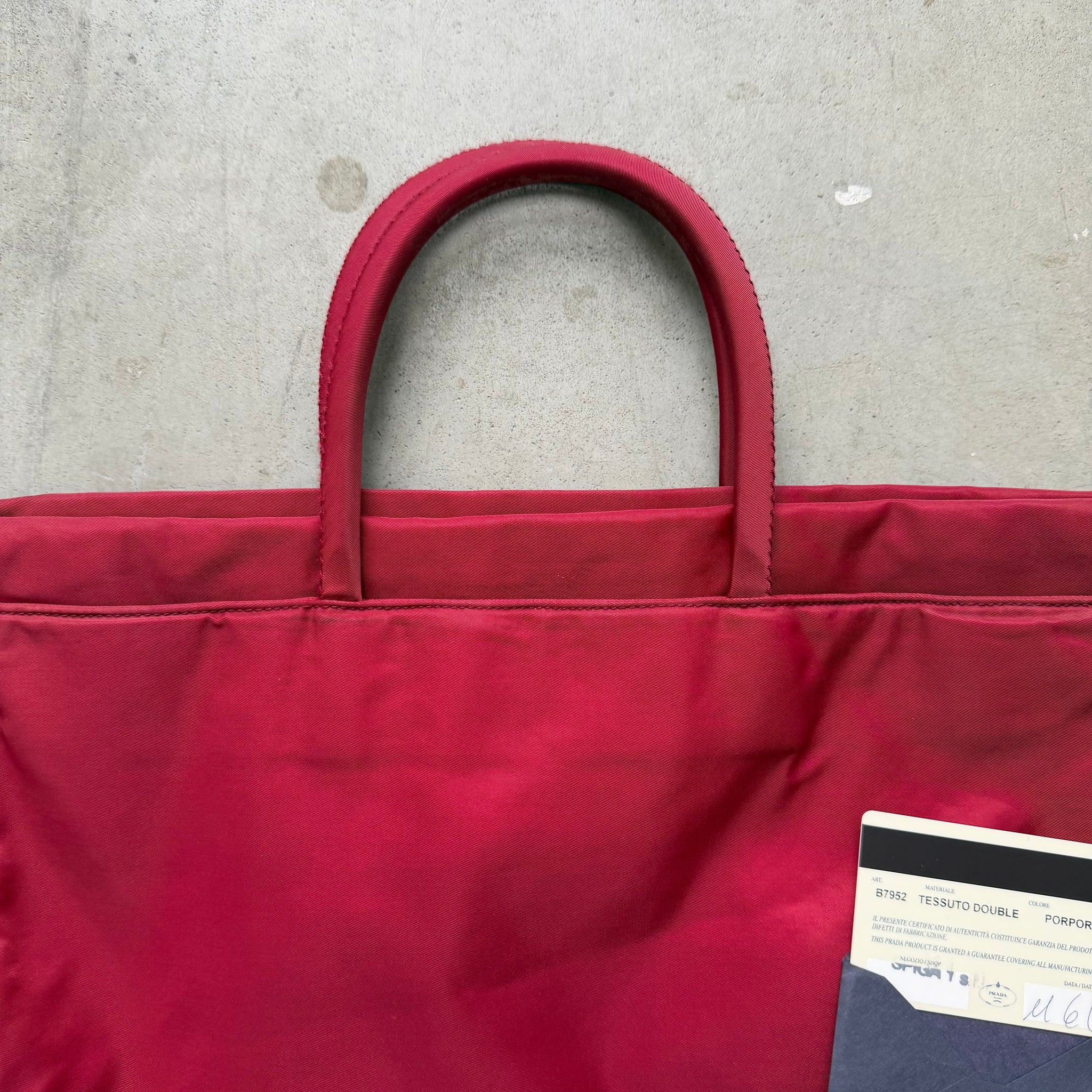 Prada Rectangle Tote Bag Nylon Cherry Red