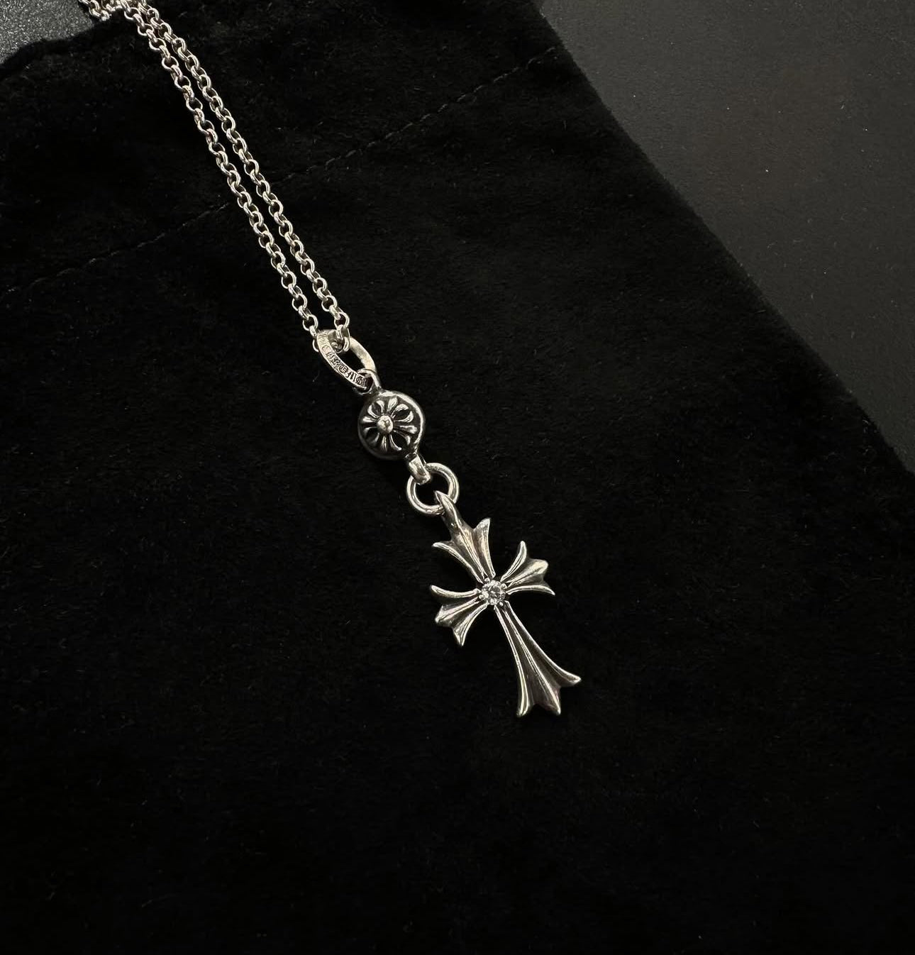 Chrome Hearts Diamond Cross Tiny Ball Pendant