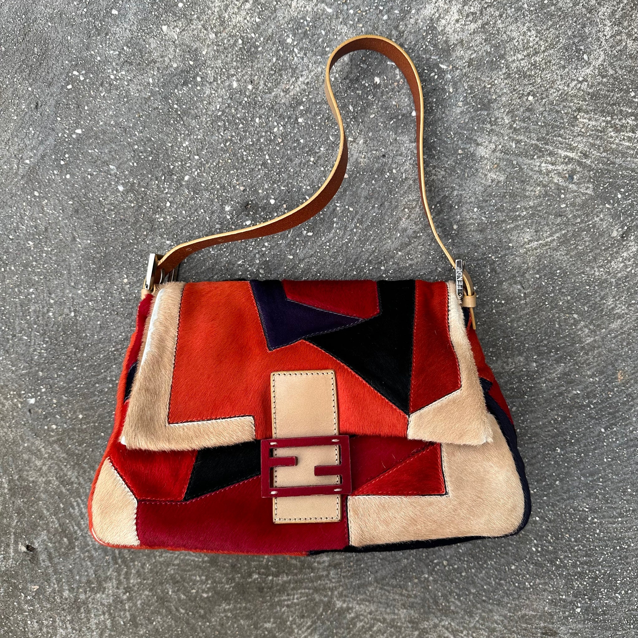 Fendi Colourblock Fur Mamma Baguette Bag