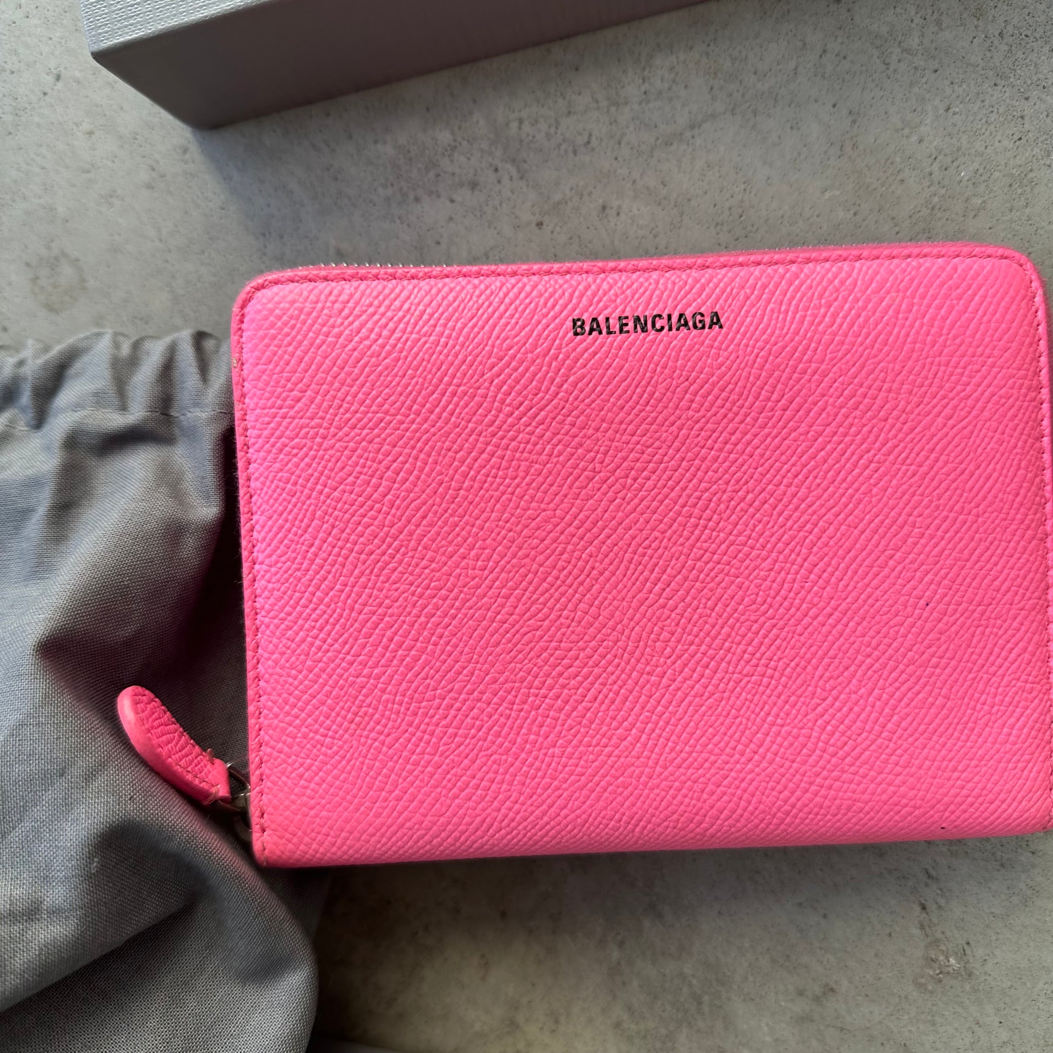 Balenciaga Pink Plain Leather Long Wallet