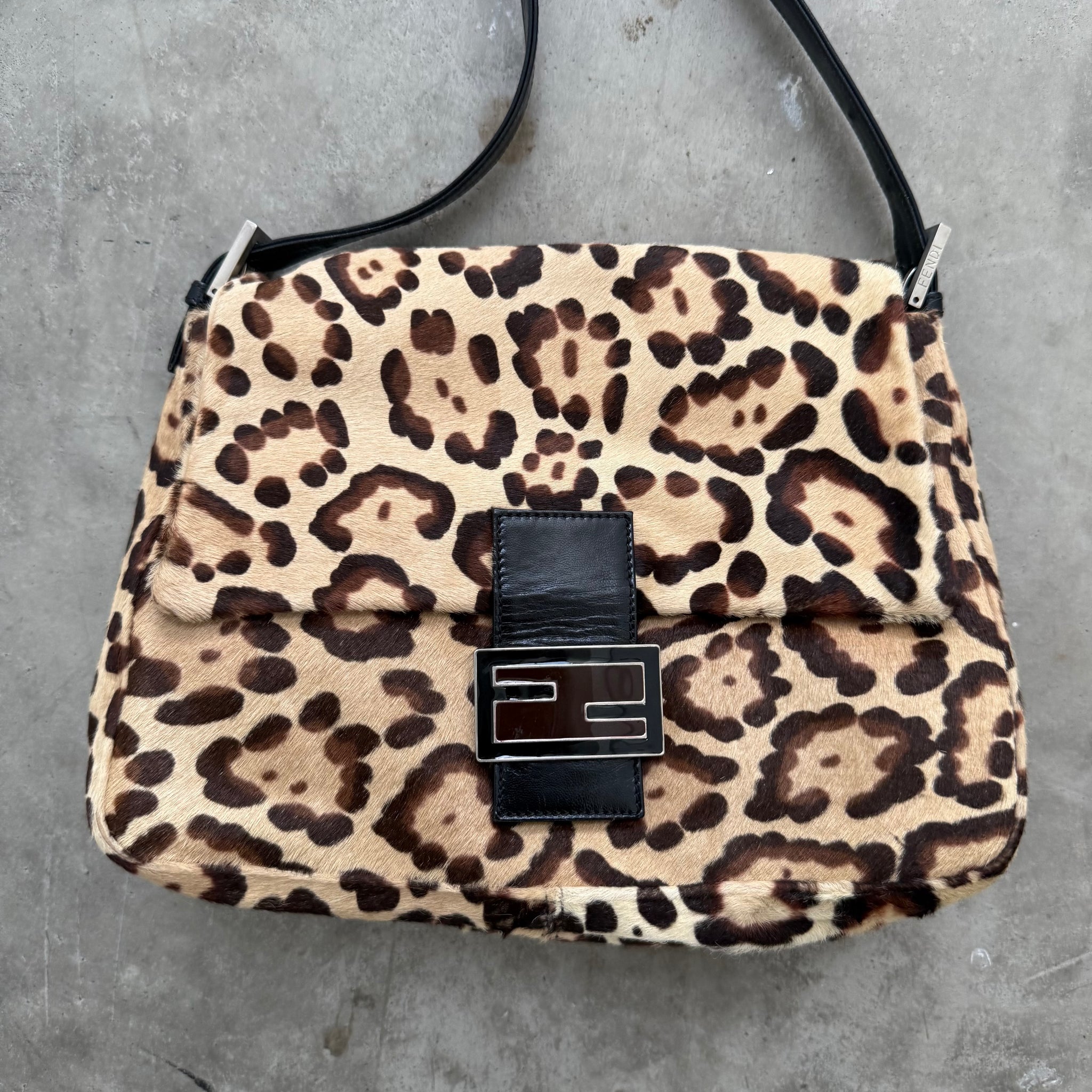 Fendi Leopard Mama Baguette Shoulder Bag
