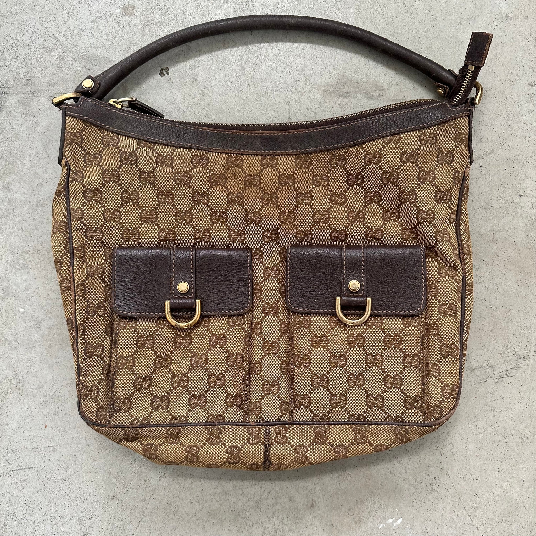Gucci Double Pocket Shoulder Bag Canvas