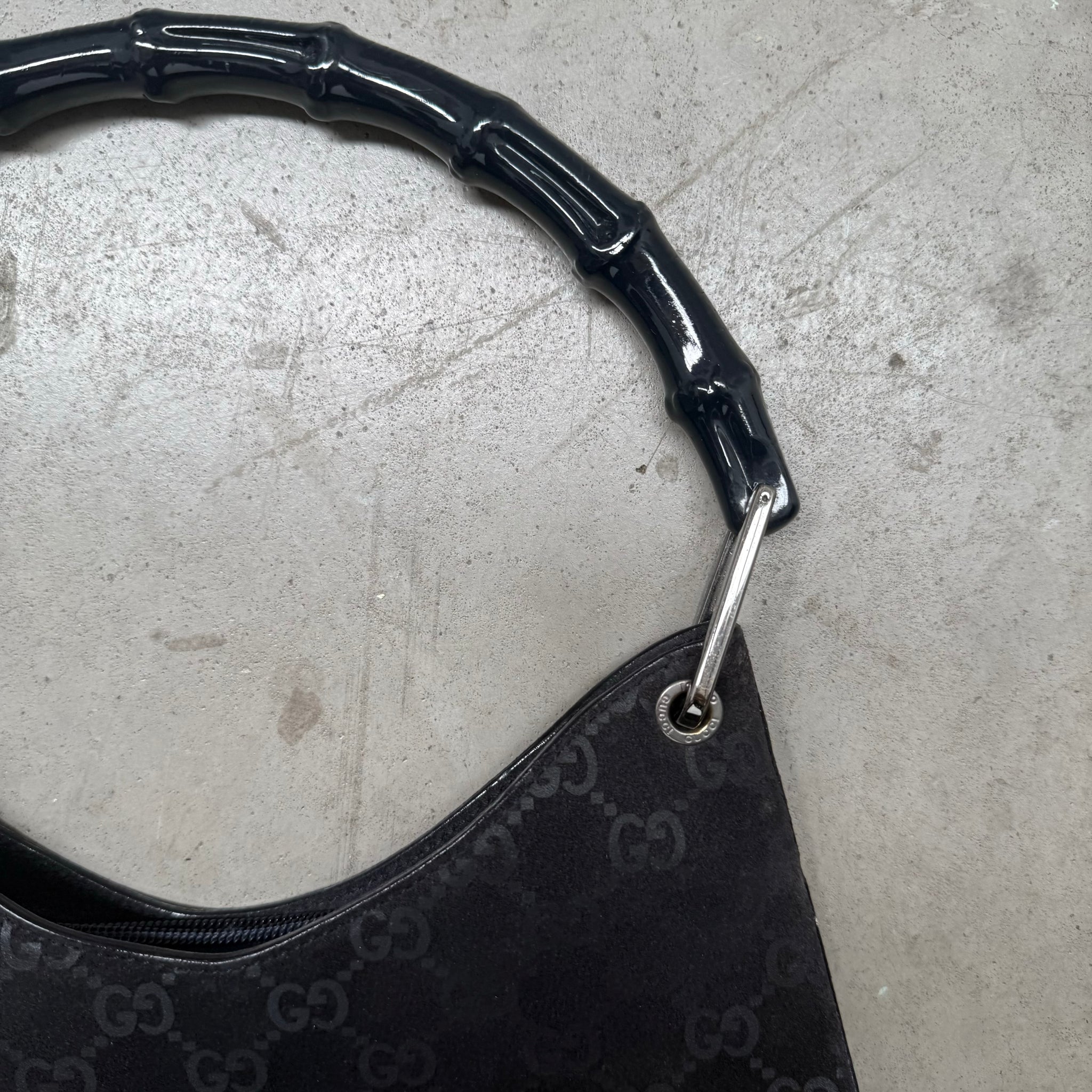 Gucci Bamboo Suede Shoulder Bag Black