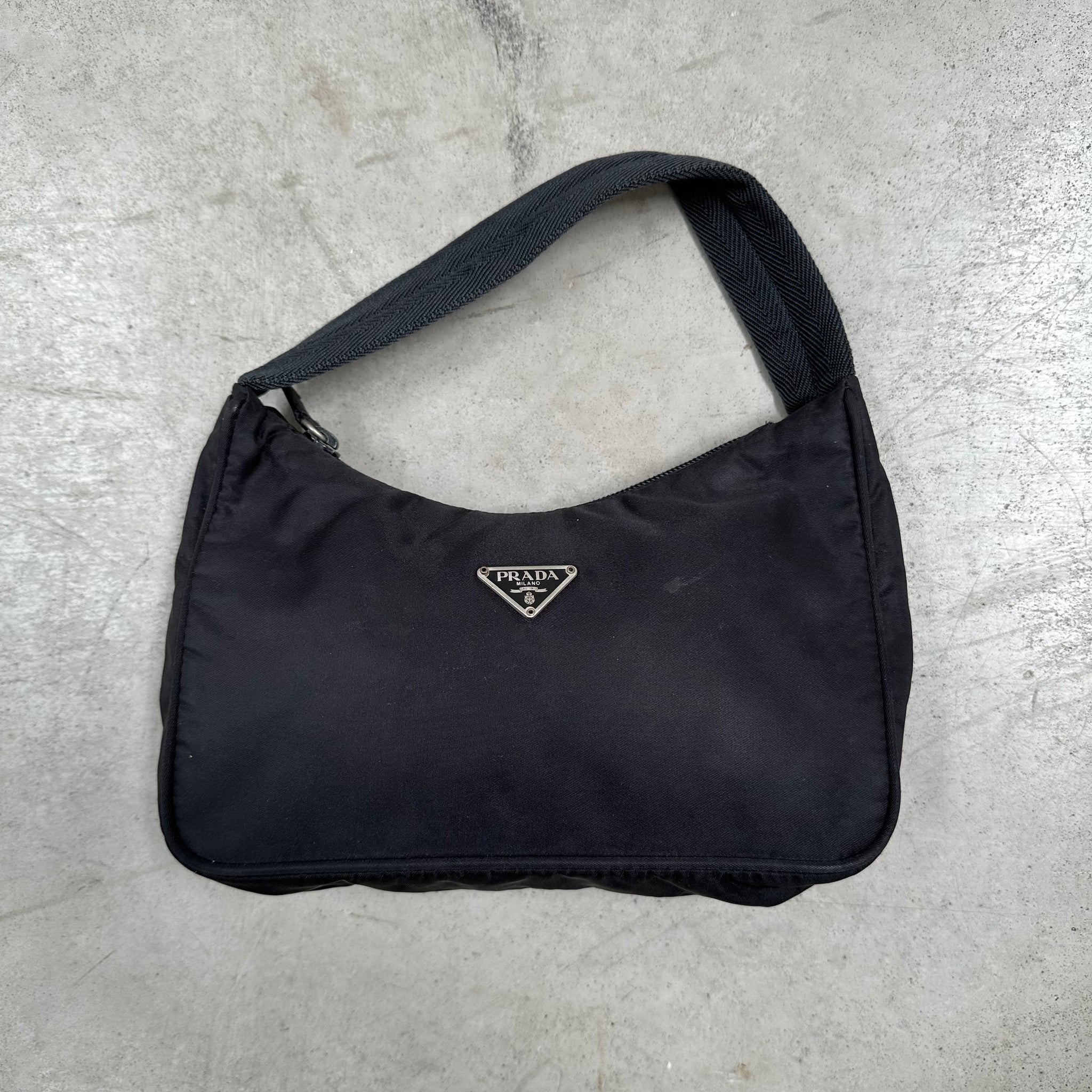 Prada Black Nylon Shoulder Hobo Bag