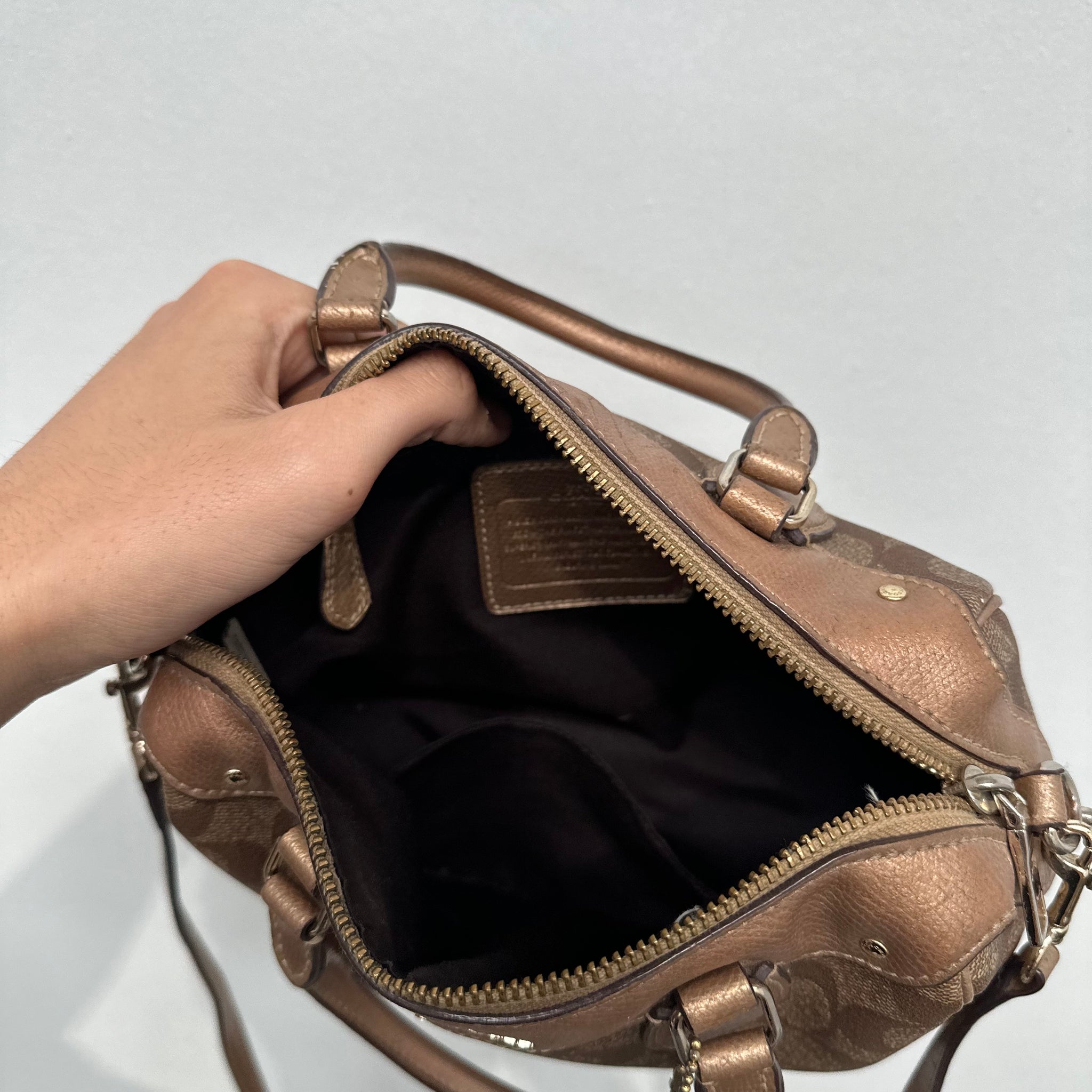 Coach Signature Print Hand Bag Brown