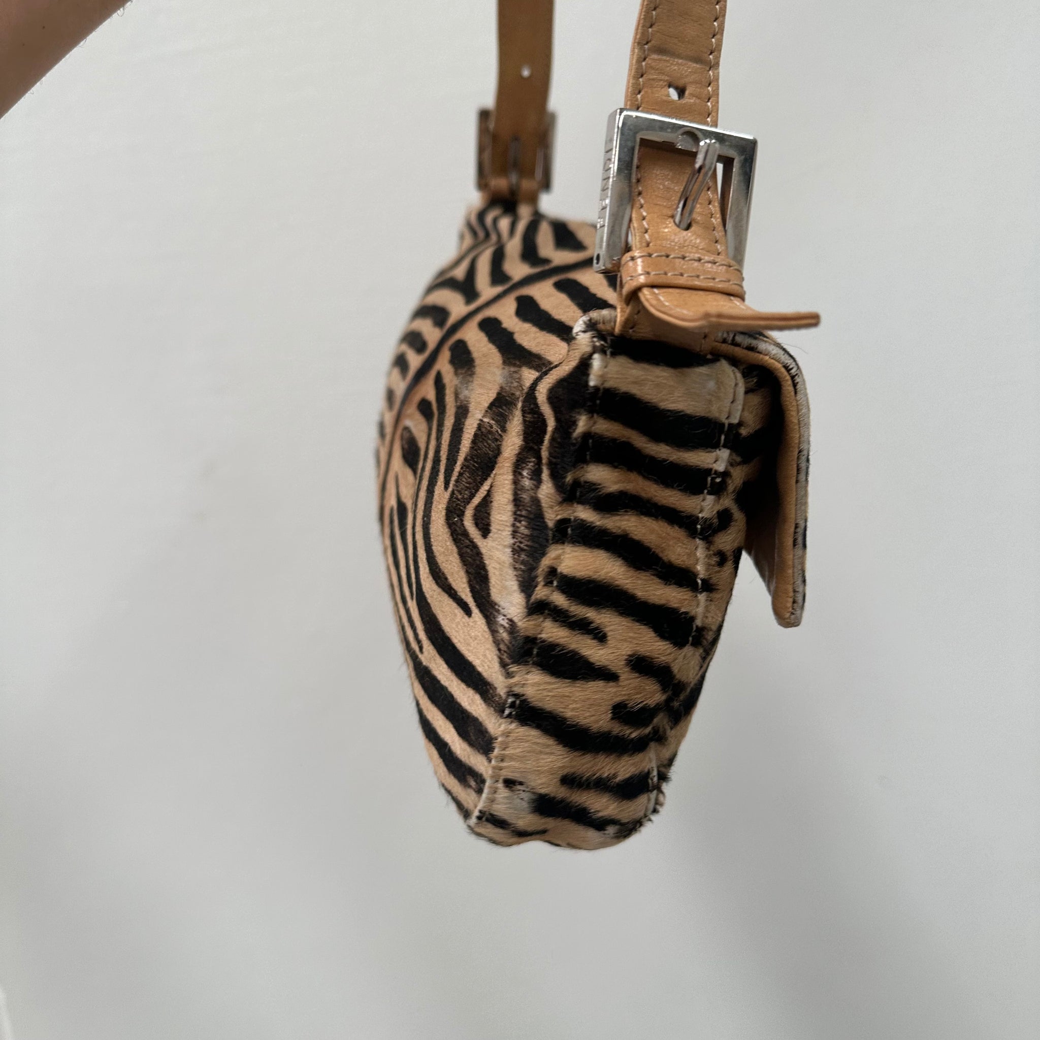 Fendi Animal Print Baguette Bag Beige