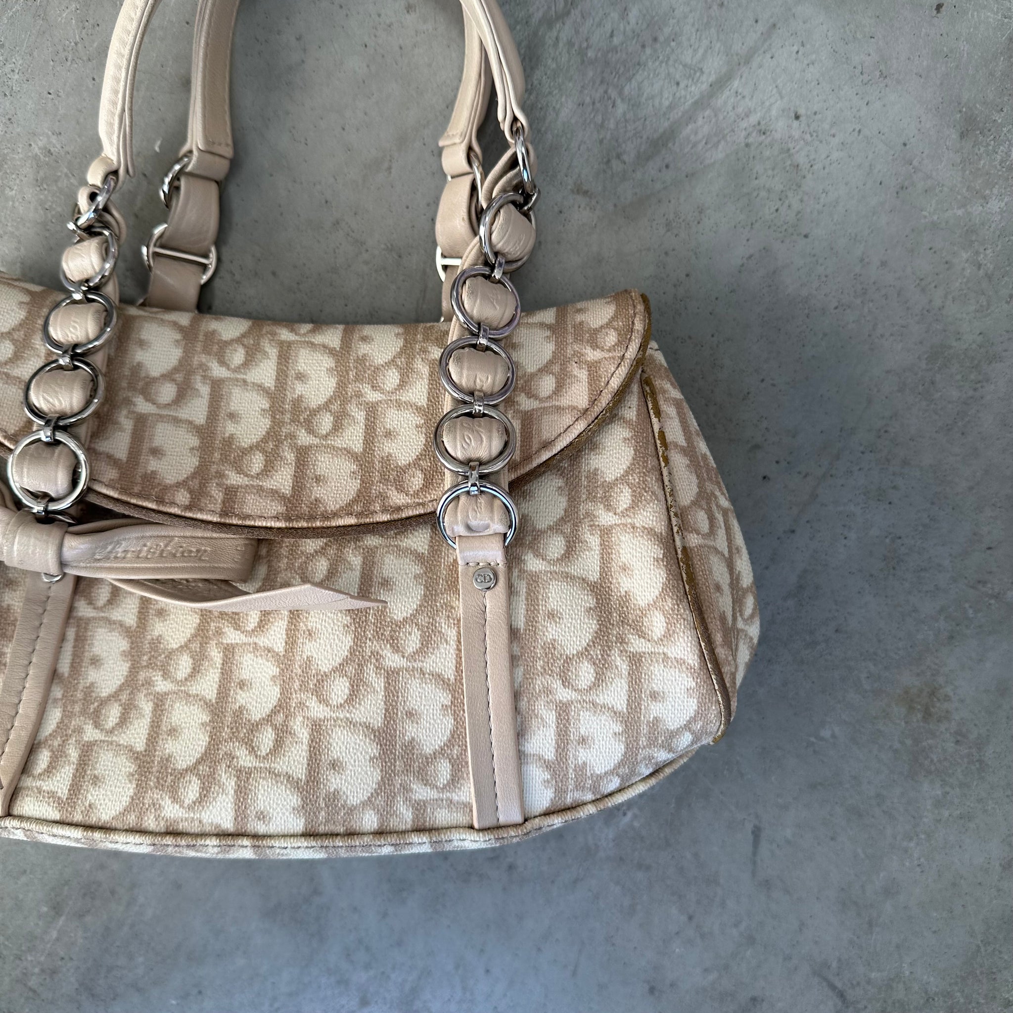 Christian Dior PVC and Leather Beige Romantic Shoulder Bag