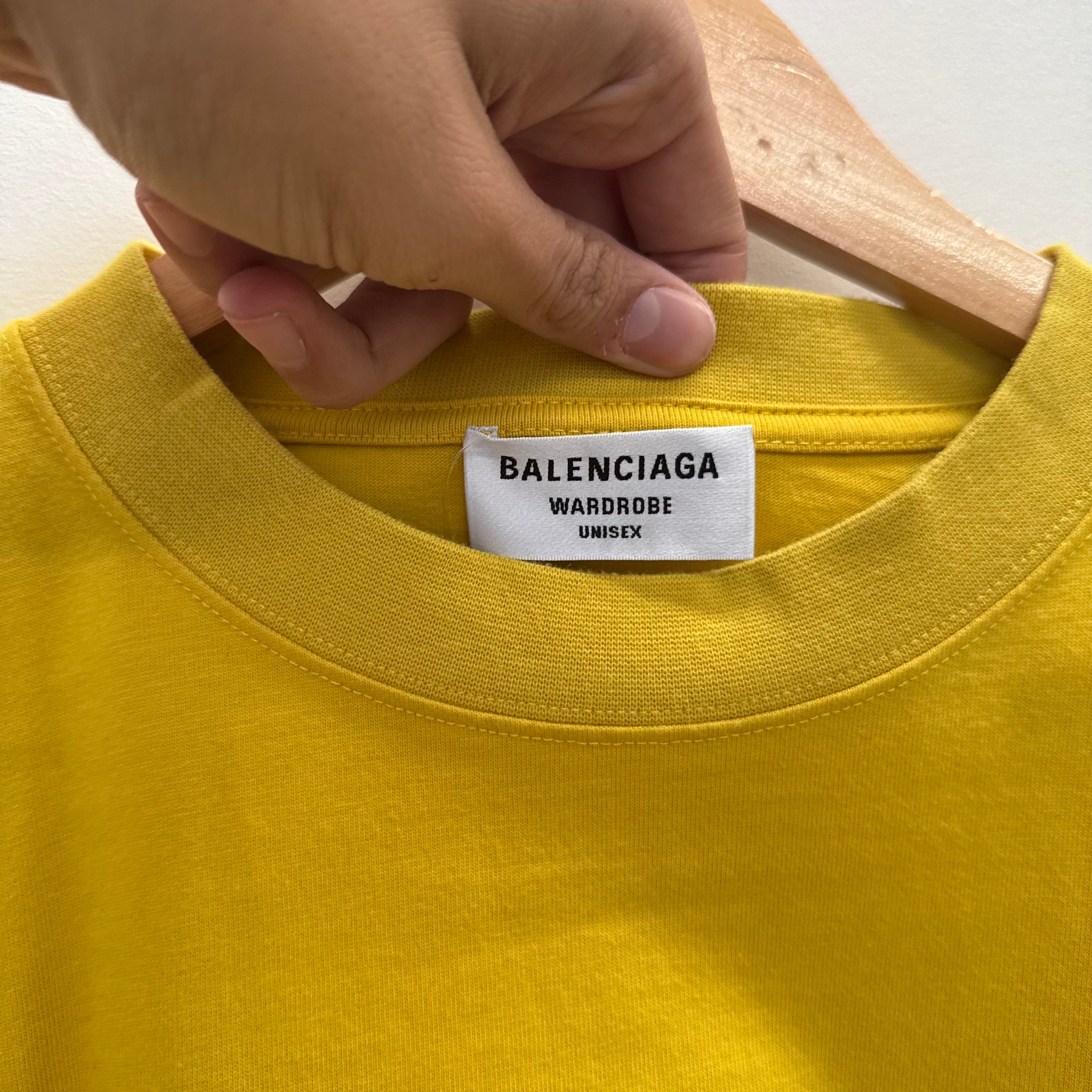 Balenciaga Embroided Campaign Yellow Logo T Shirt (fits L-XL)