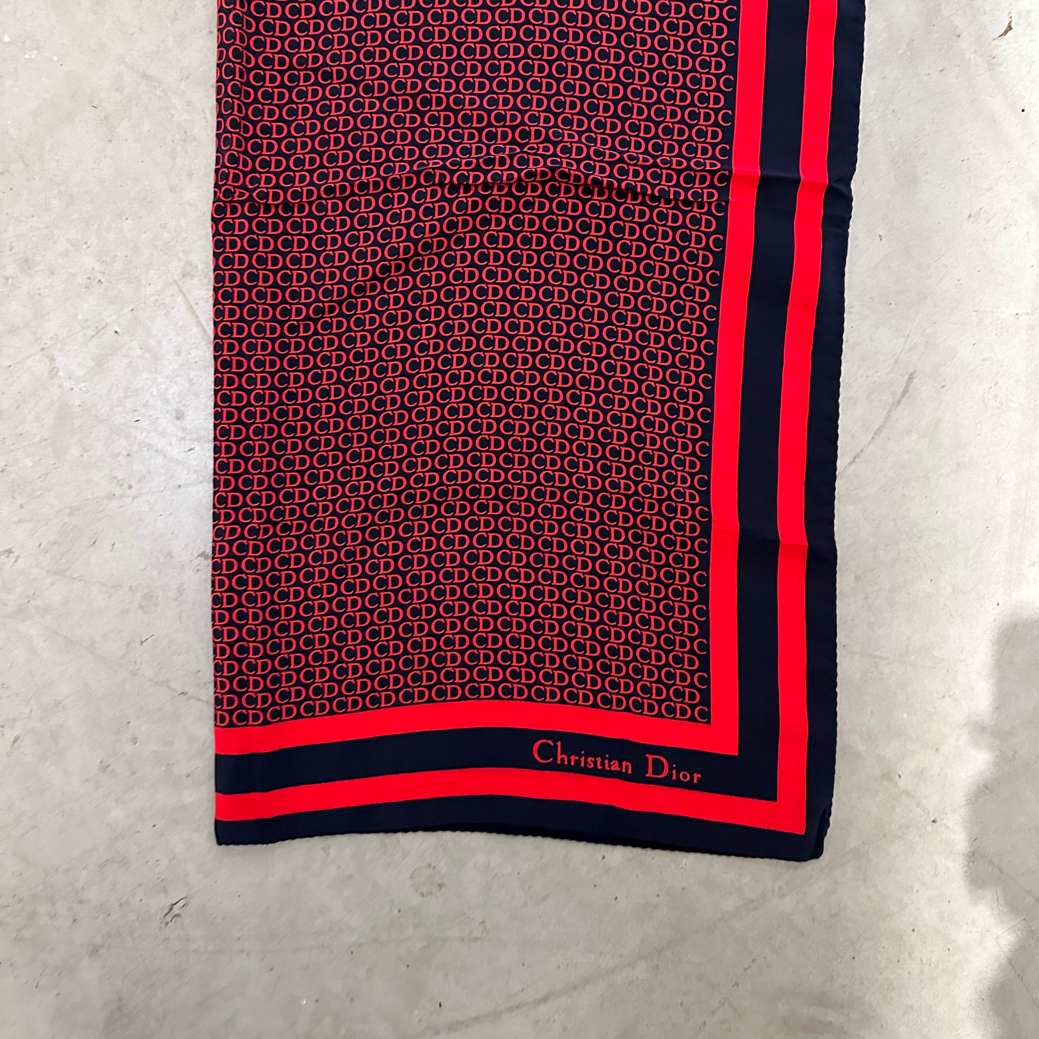 Dior CD Logo Black/Red Silk Scarf
