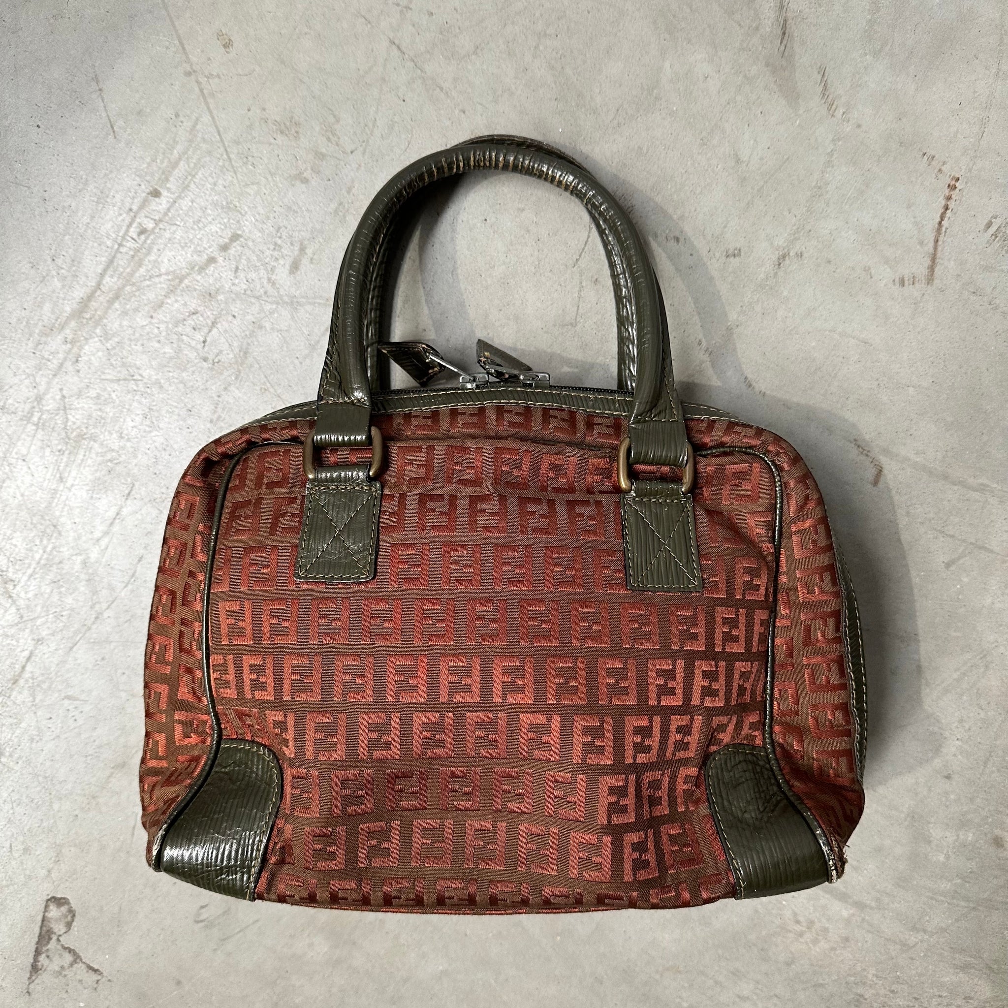 Fendi Mini F Zucchino Canvas Hand Bag Brown